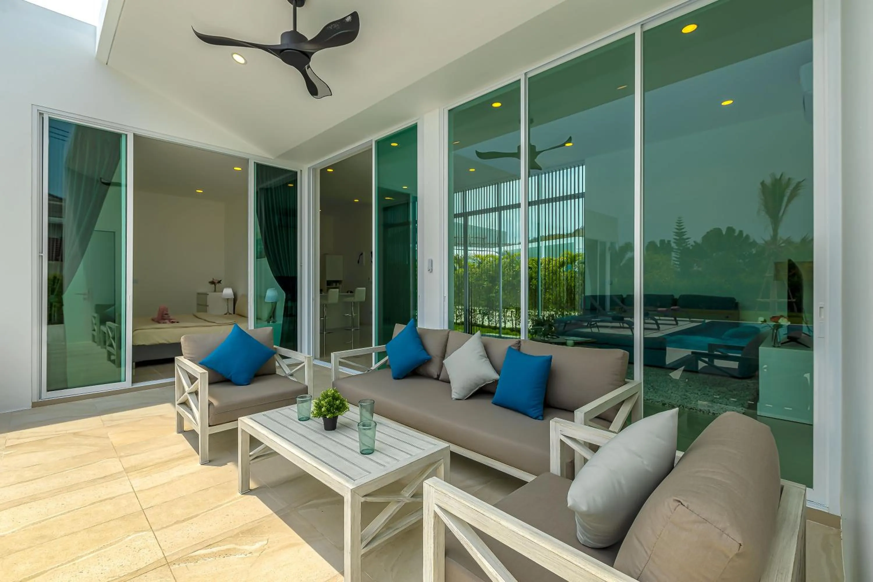 Balcony/Terrace in Modern 3 Bedroom Private Pool Villa KH-A1