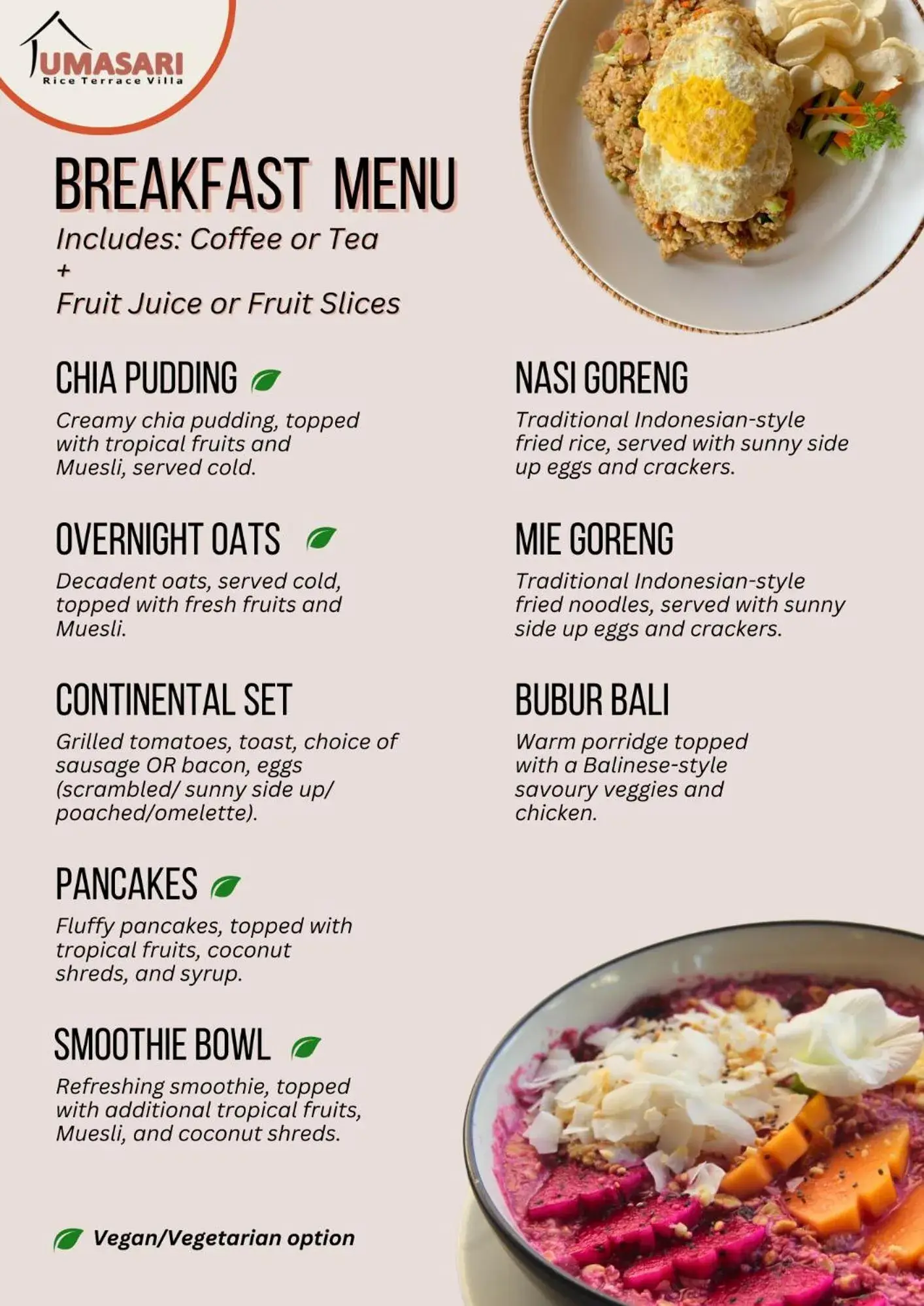 Food and drinks in Umasari Rice Terrace Villa by AGATA Food and drinks in Umasari Rice Terrace Villa by AGATA