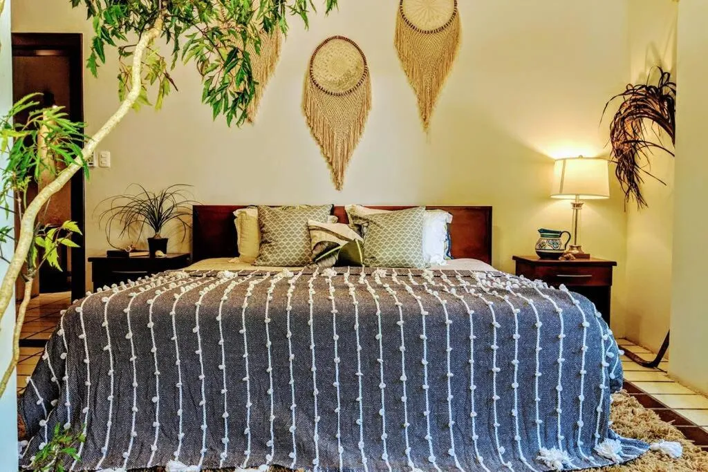 Bed in Steps to Ocean Huge Beach Villa Private Pool in Exclusive Fase 1 Playacar