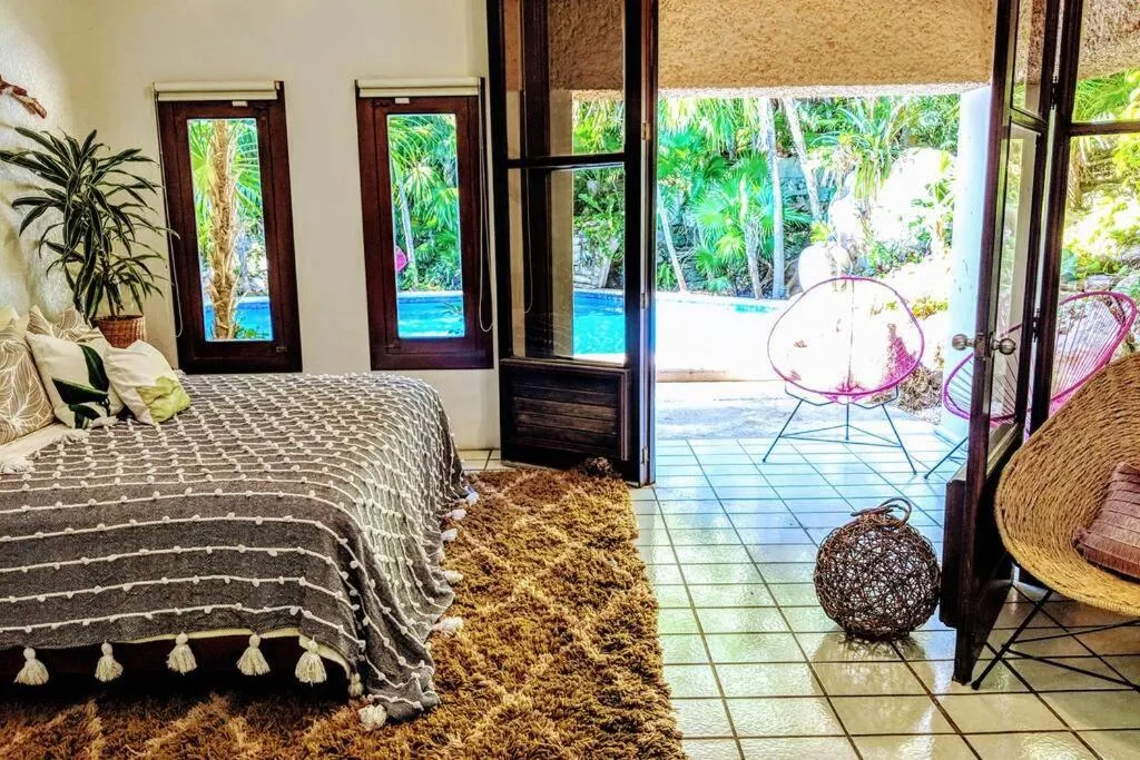 Photo of the whole room, Bed in Steps to Ocean Huge Beach Villa Private Pool in Exclusive Fase 1 Playacar