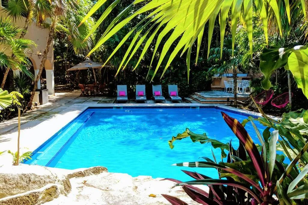 Swimming pool in Steps to Ocean Huge Beach Villa Private Pool in Exclusive Fase 1 Playacar
