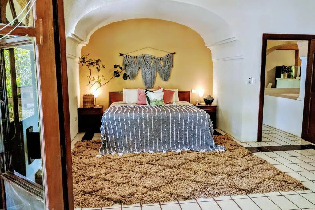 Bed in Steps to Ocean Huge Beach Villa Private Pool in Exclusive Fase 1 Playacar