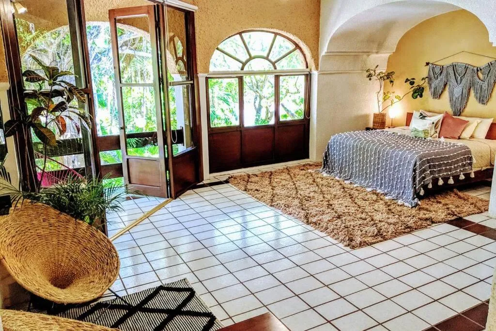 Bed in Steps to Ocean Huge Beach Villa Private Pool in Exclusive Fase 1 Playacar