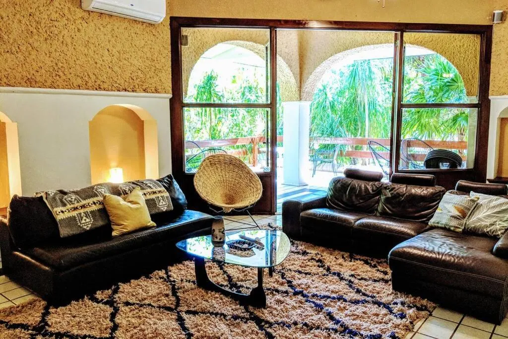 Living room in Steps to Ocean Huge Beach Villa Private Pool in Exclusive Fase 1 Playacar