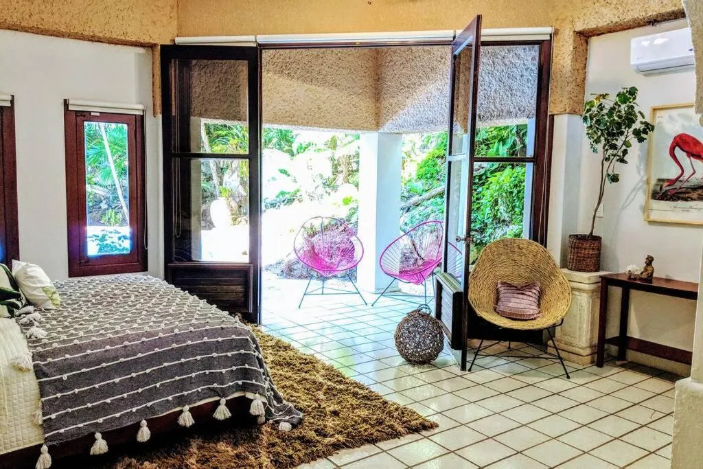 Bed in Steps to Ocean Huge Beach Villa Private Pool in Exclusive Fase 1 Playacar