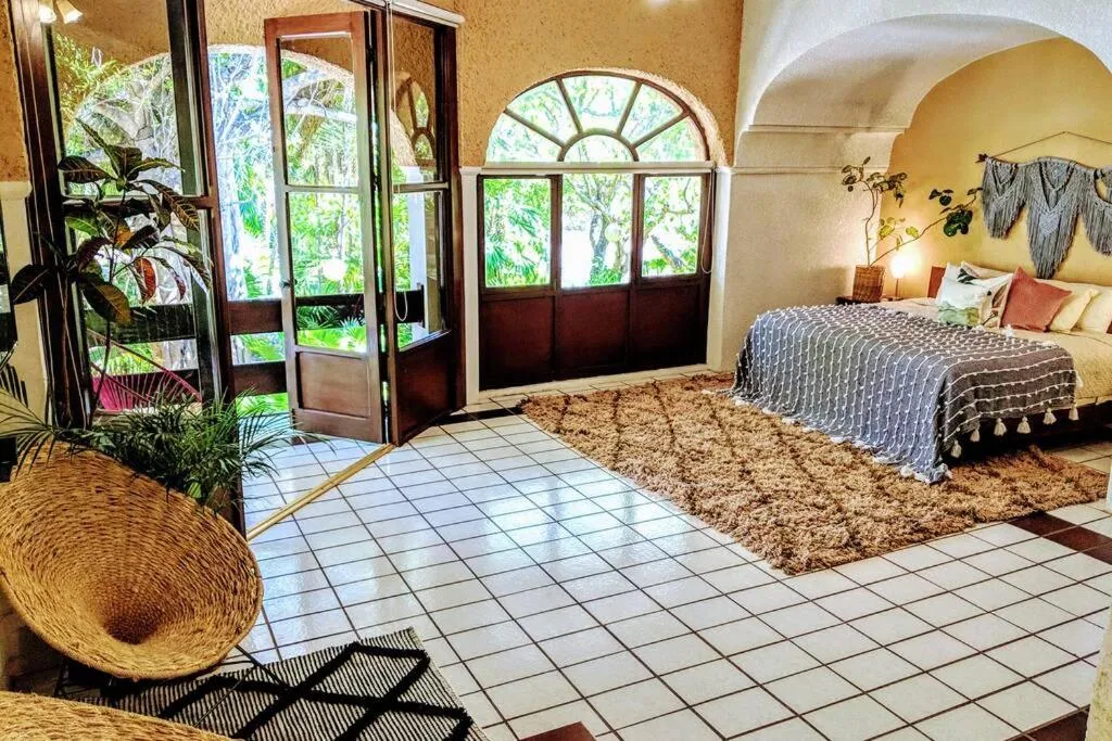 Bed in Steps to Ocean Huge Beach Villa Private Pool in Exclusive Fase 1 Playacar