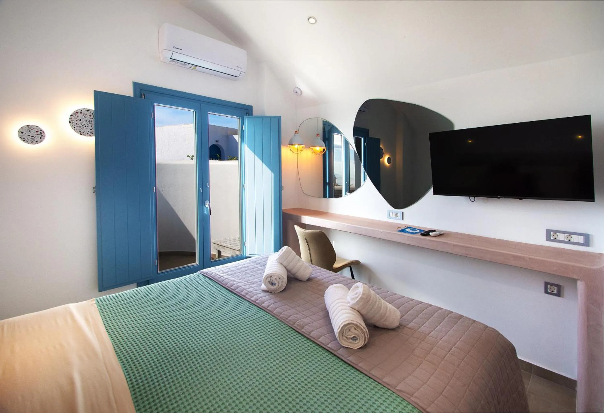 Bed in Aegean Blue Suites