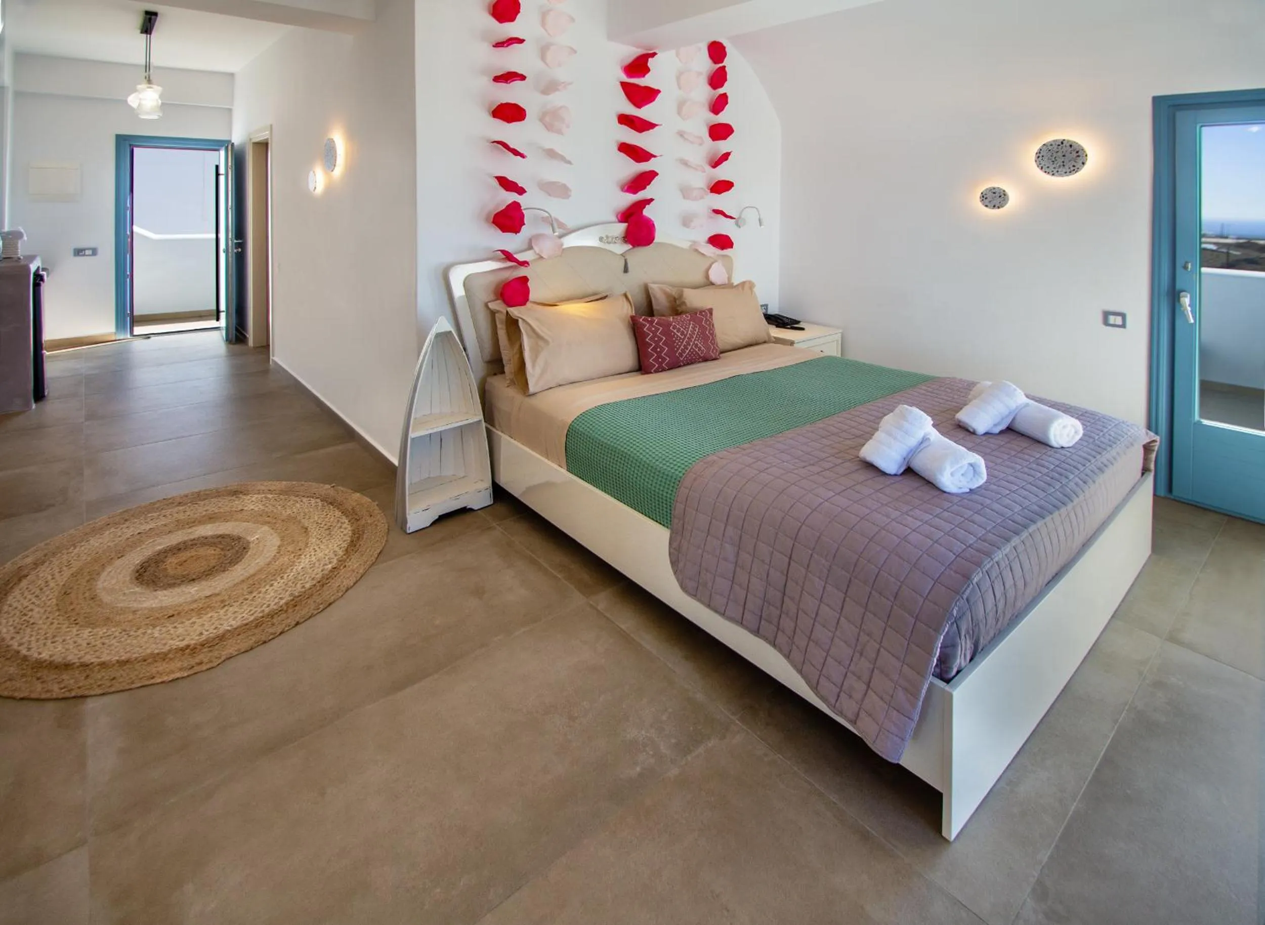 Bed in Aegean Blue Suites