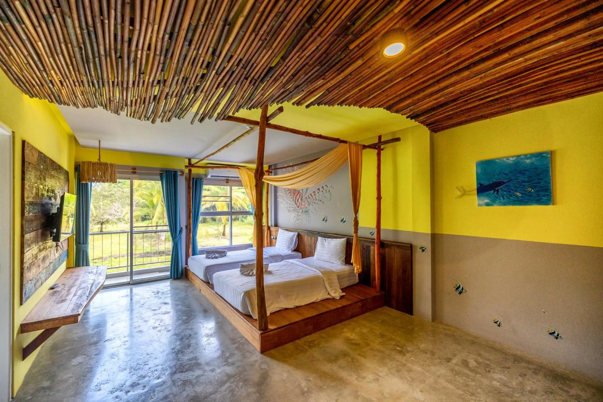 View (from property/room), Bed in Dugong Village-Green Hotel