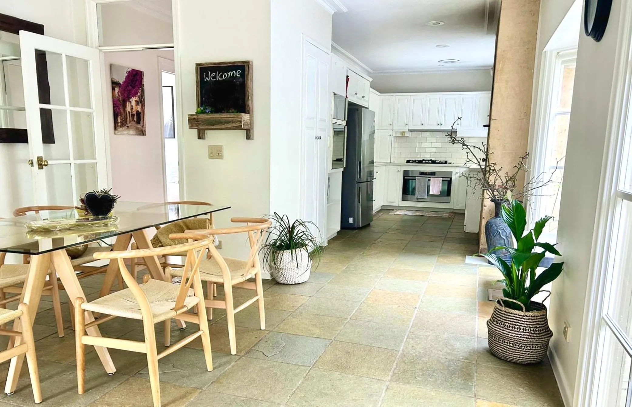 Dining area in Secluded Villa with Lush Gardens, Spa and Fireplace