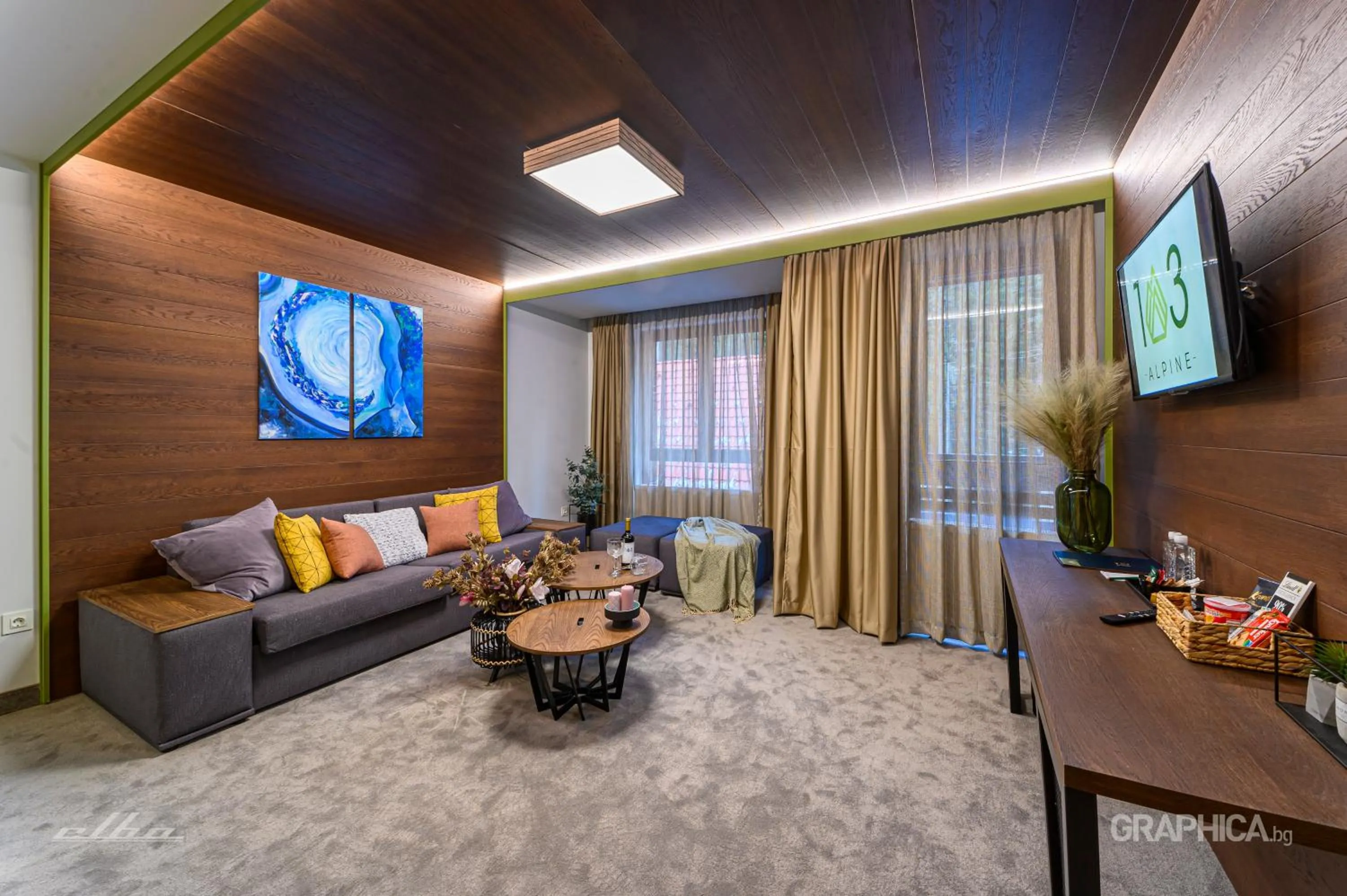 Communal lounge/ TV room in 103 Alpine Hotel