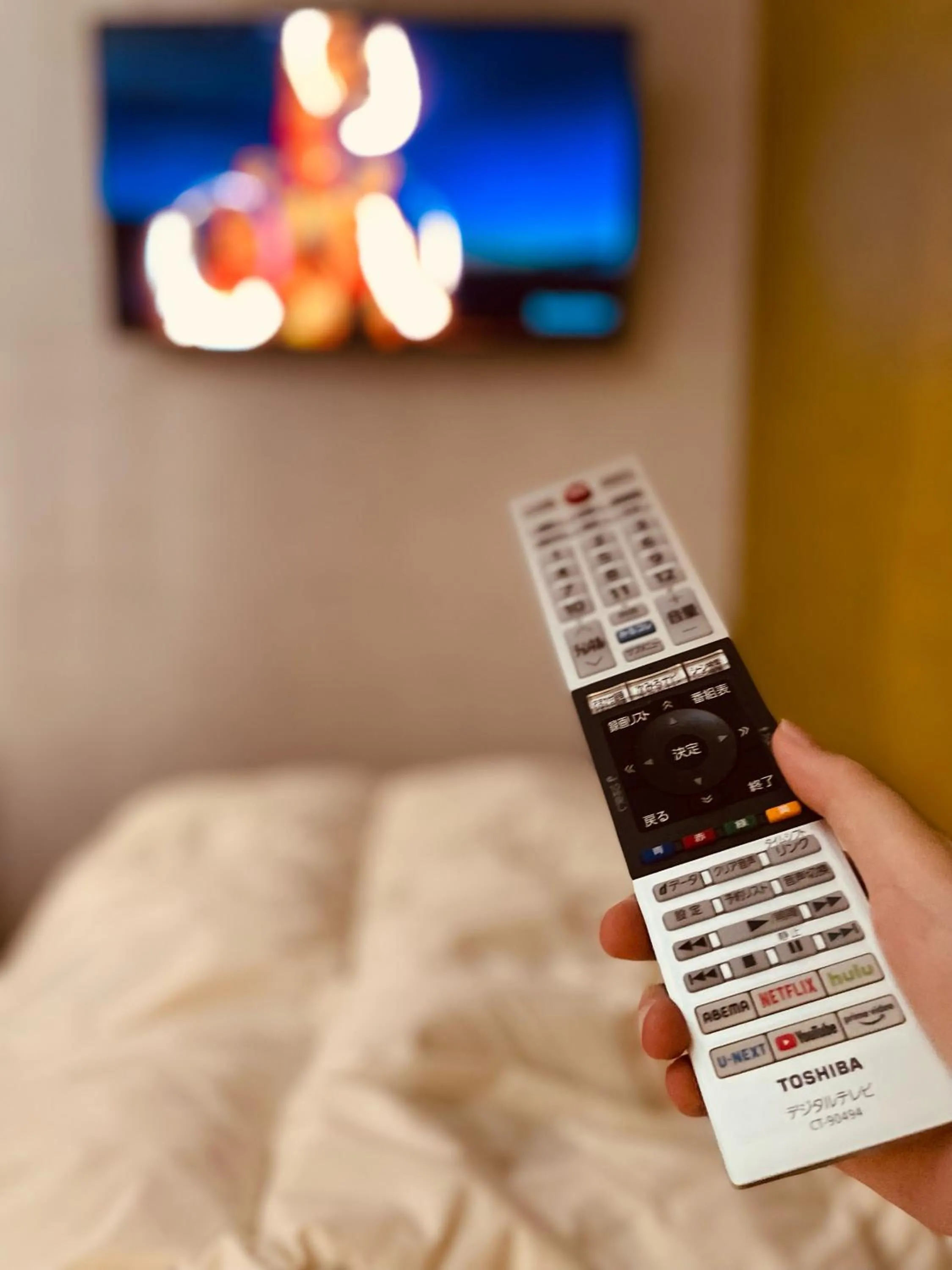 Photo of the whole room, Bed in hotel the textile