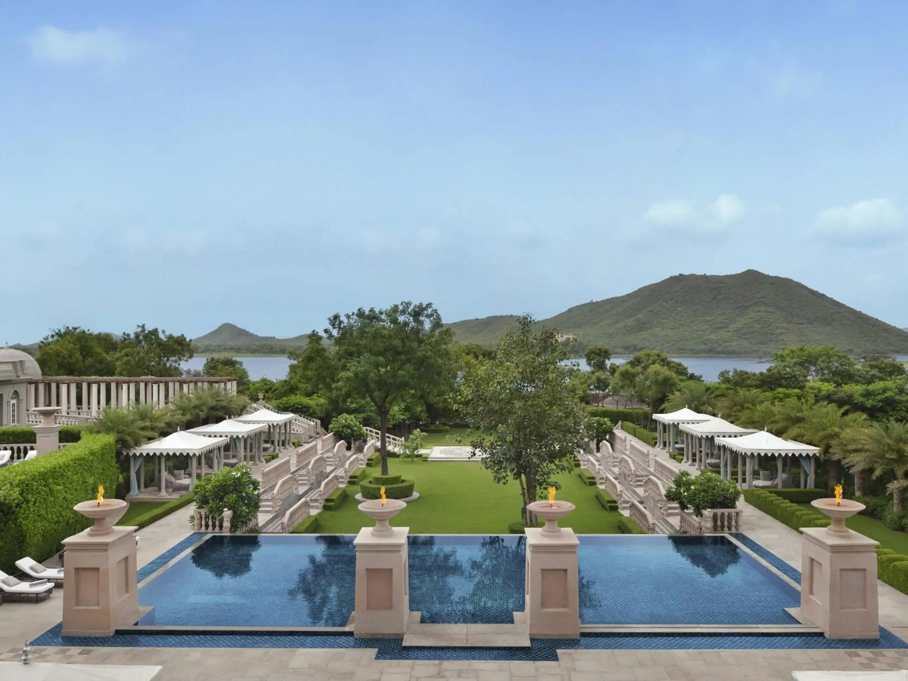 Pool view in Raffles Udaipur Pool view in Raffles Udaipur