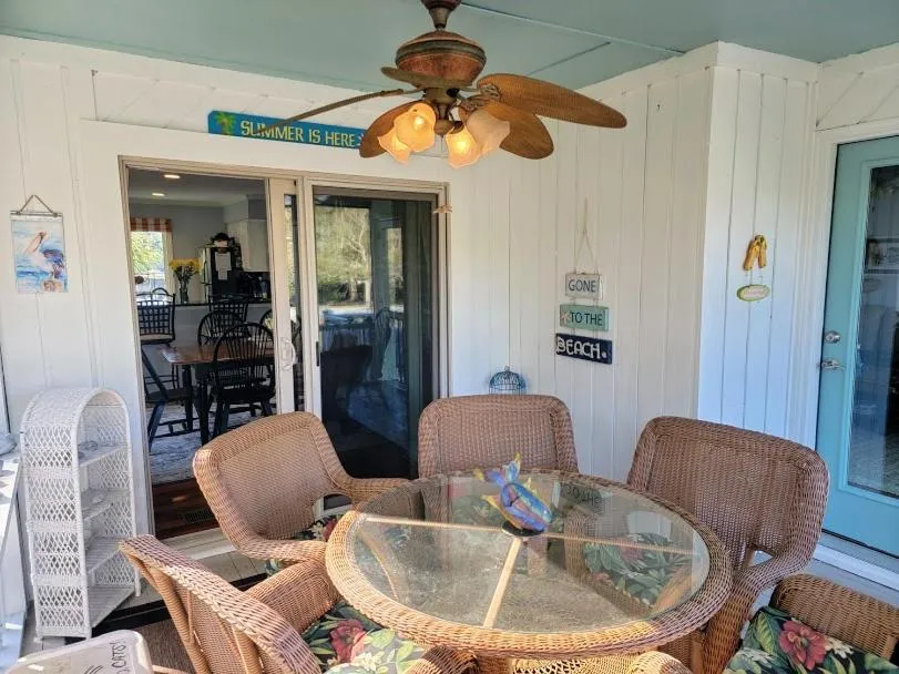 Patio in Elegant 3 BR 3 BA Wild Dunes Gated Resort Villa with 2 Golf Courses, Beach and Pool