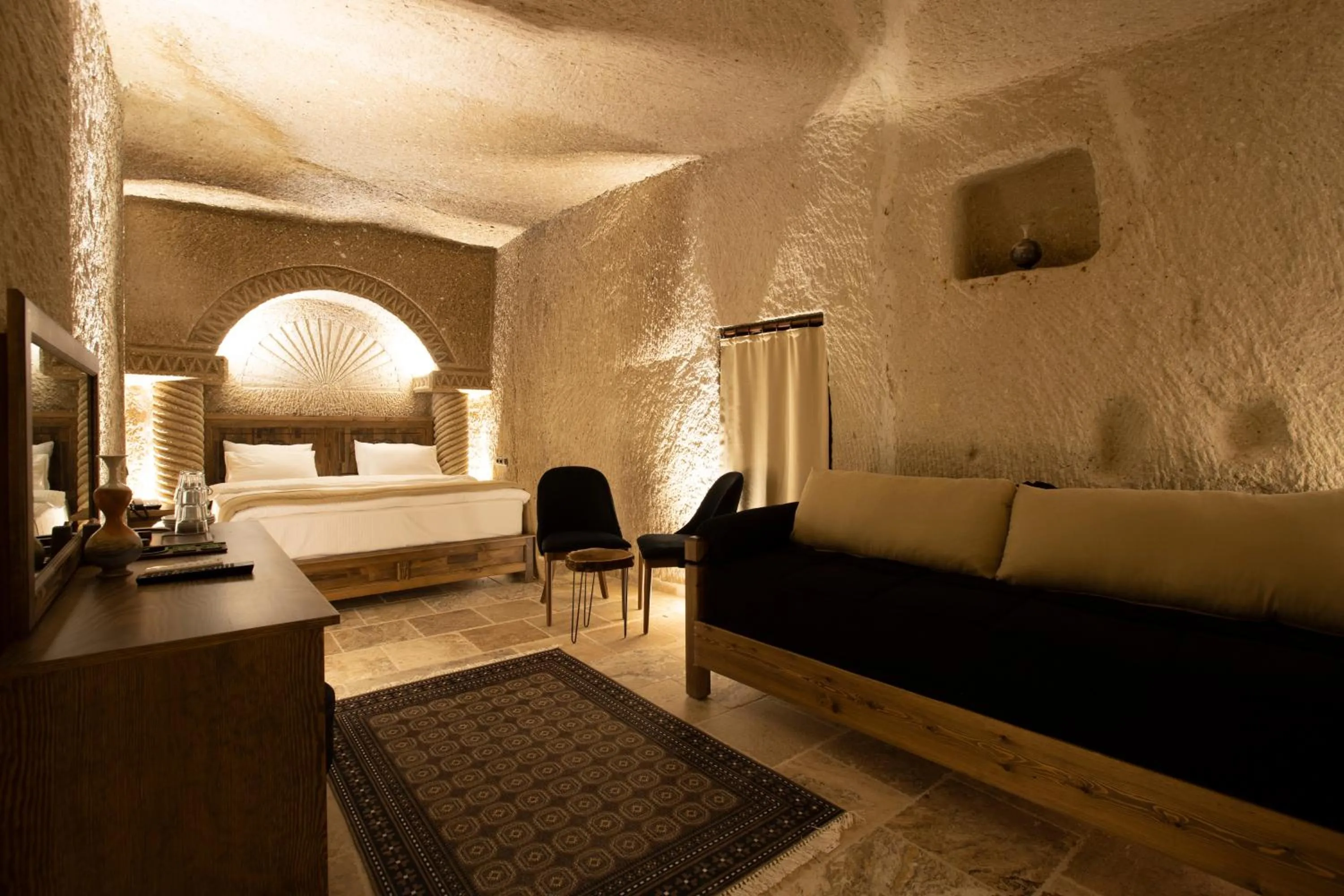 Bed in Medusa Cave Hotel