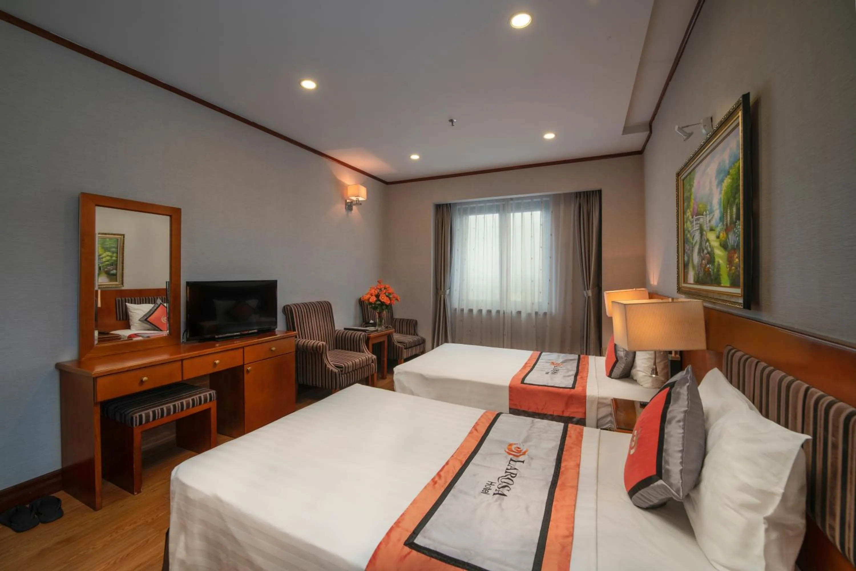 Photo of the whole room, Bed in Hanoi Larosa Hotel