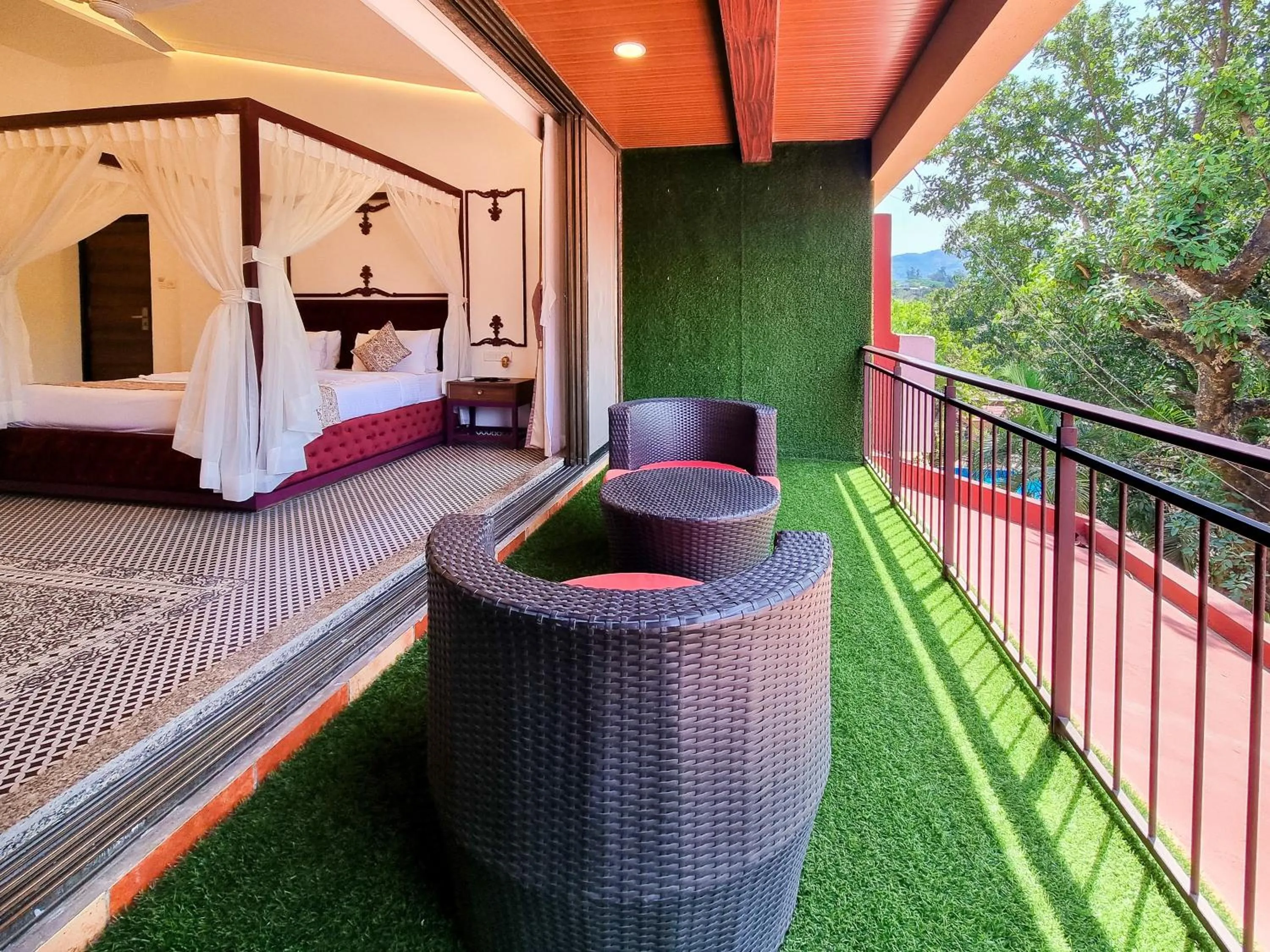 Balcony/Terrace, Bed in Zaras Resort Khandala