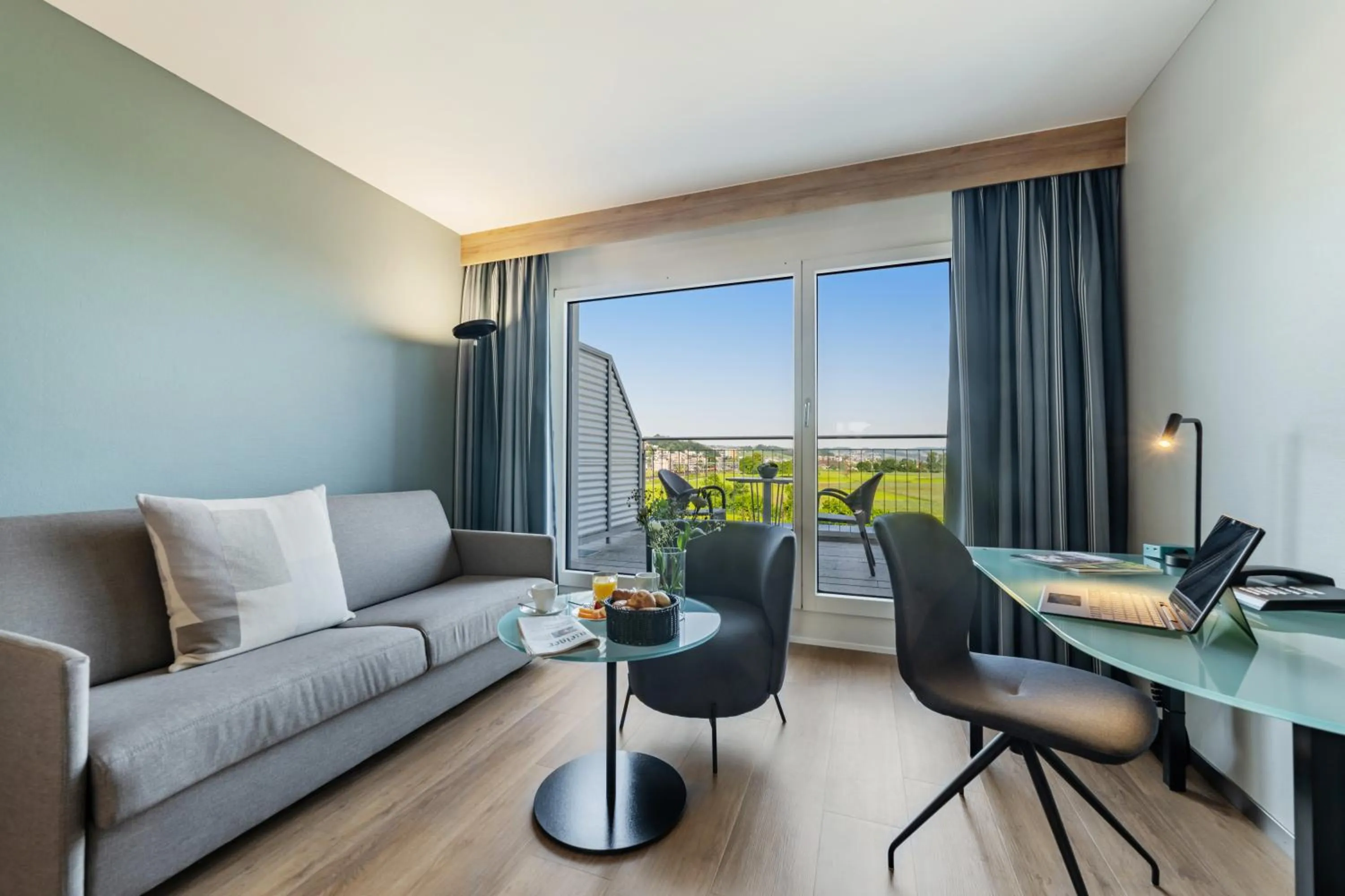 Seating area in Seedamm Plaza