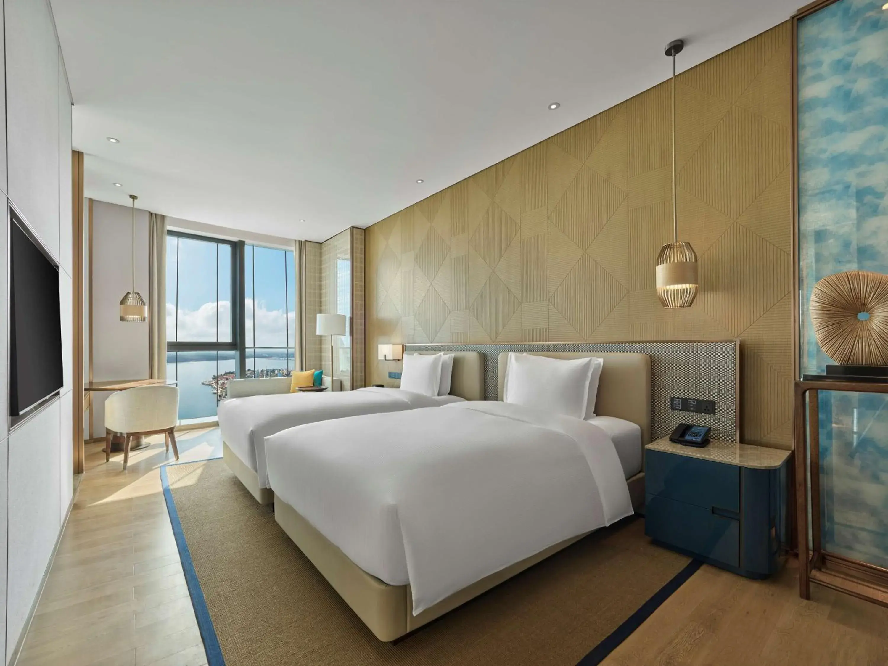 Bedroom, Bed in Hilton Hainan Ocean Flower Island Bedroom, Bed in Hilton Hainan Ocean Flower Island