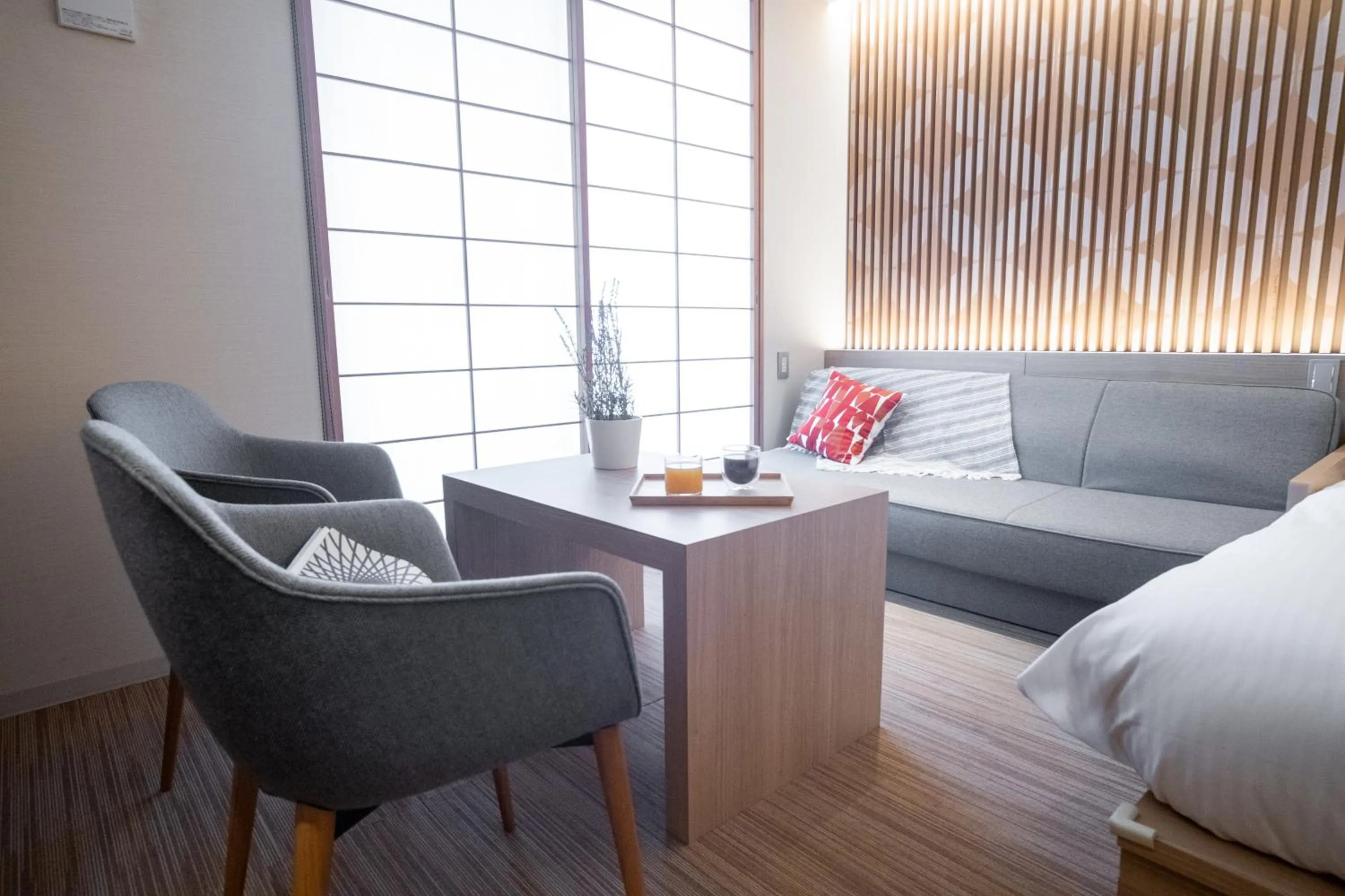 Living room, Bed in ORI Kyoto