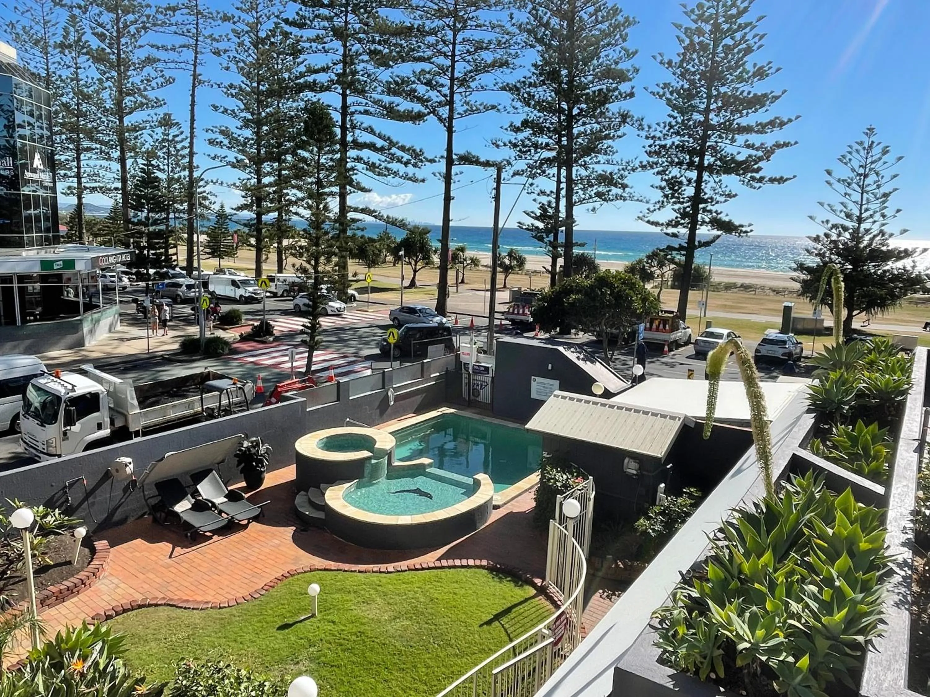 Pool view in Aries Holiday Apartments