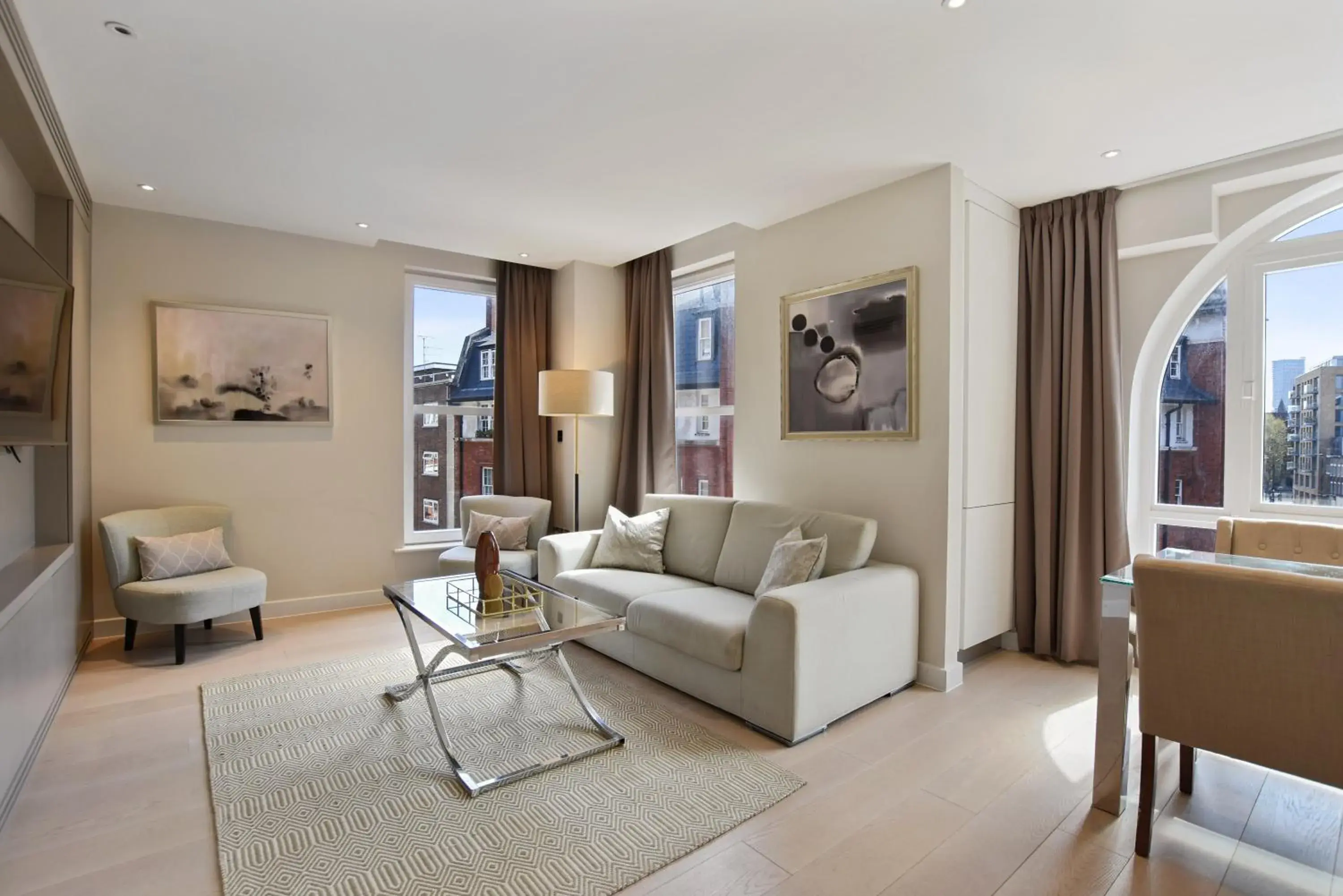 Living room in Vauxhall Bridge Road by Aeria Apartments Living room in Vauxhall Bridge Road by Aeria Apartments