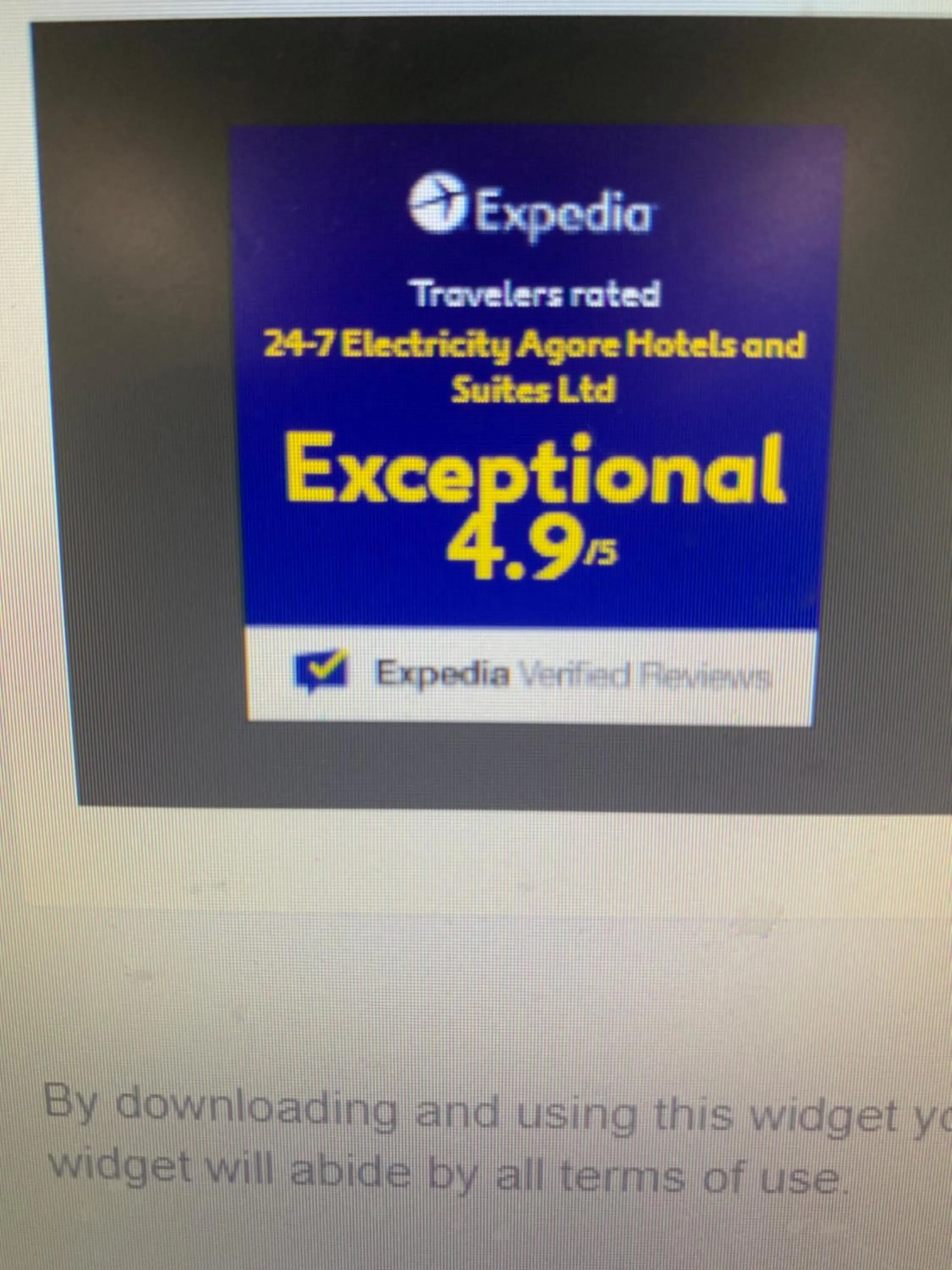 Text overlay in 24-7 Electricity Agore Hotels and Suites Ltd