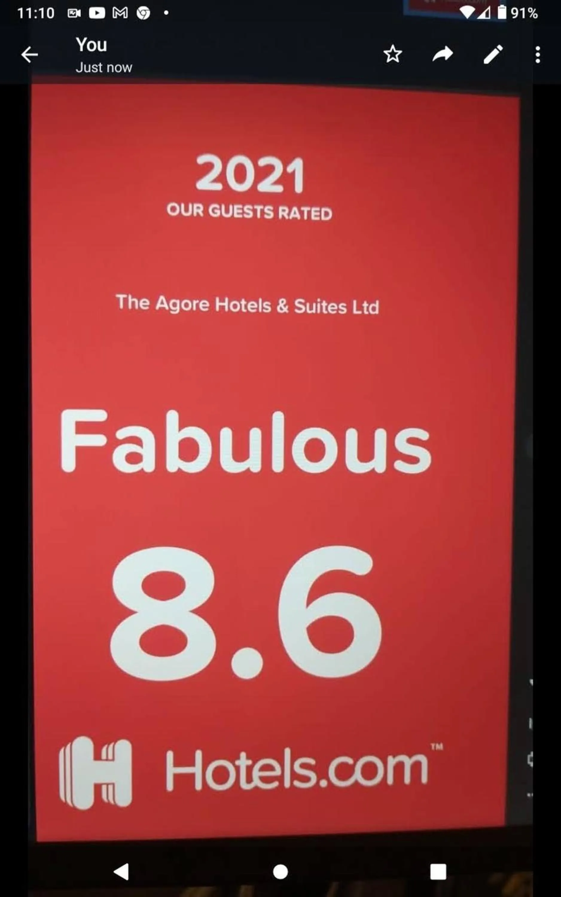 Certificate/Award in 24-7 Electricity Agore Hotels and Suites Ltd