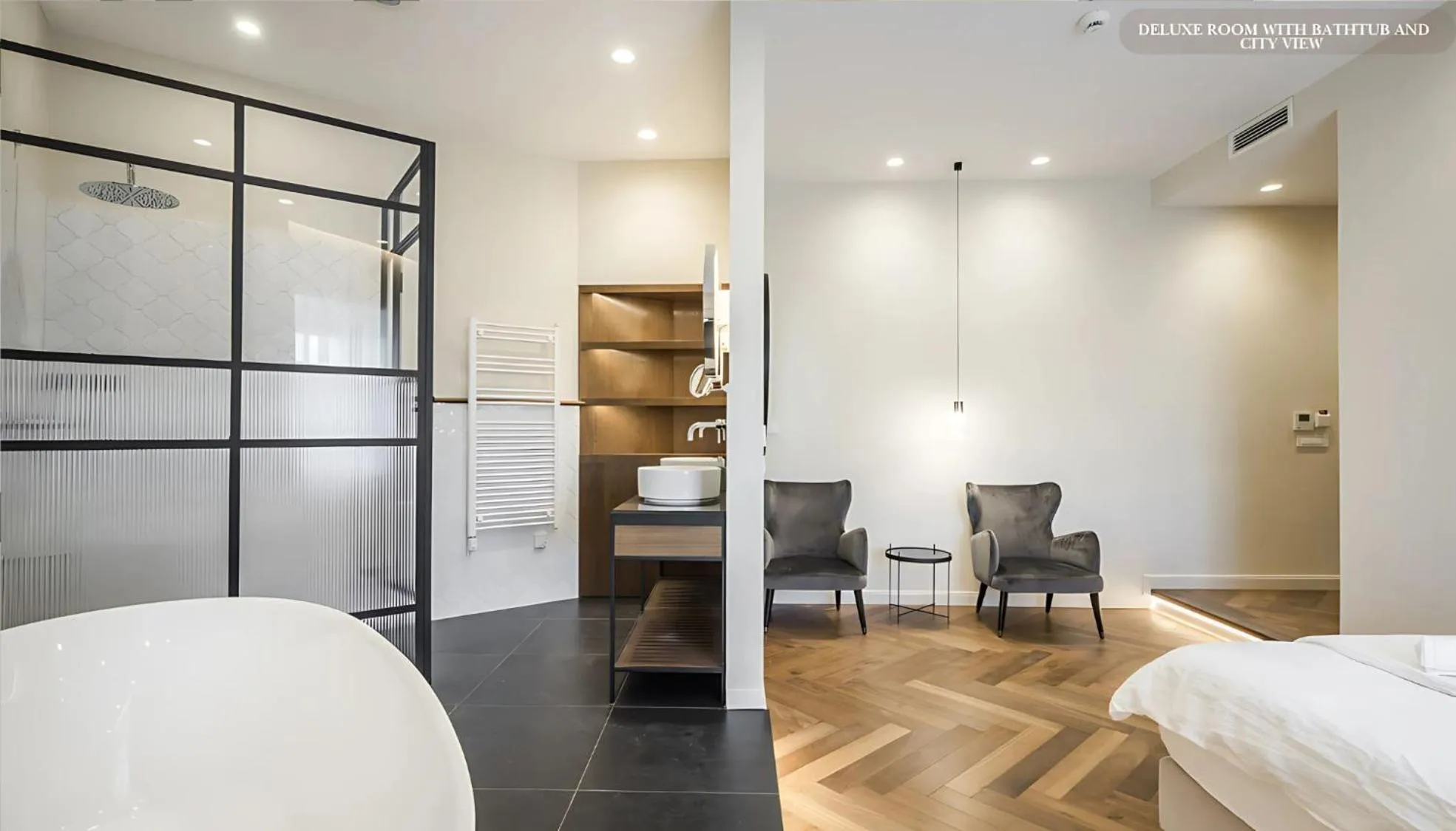 Living room, Bed in Budapest Eye- Boutique Suites, by BQA