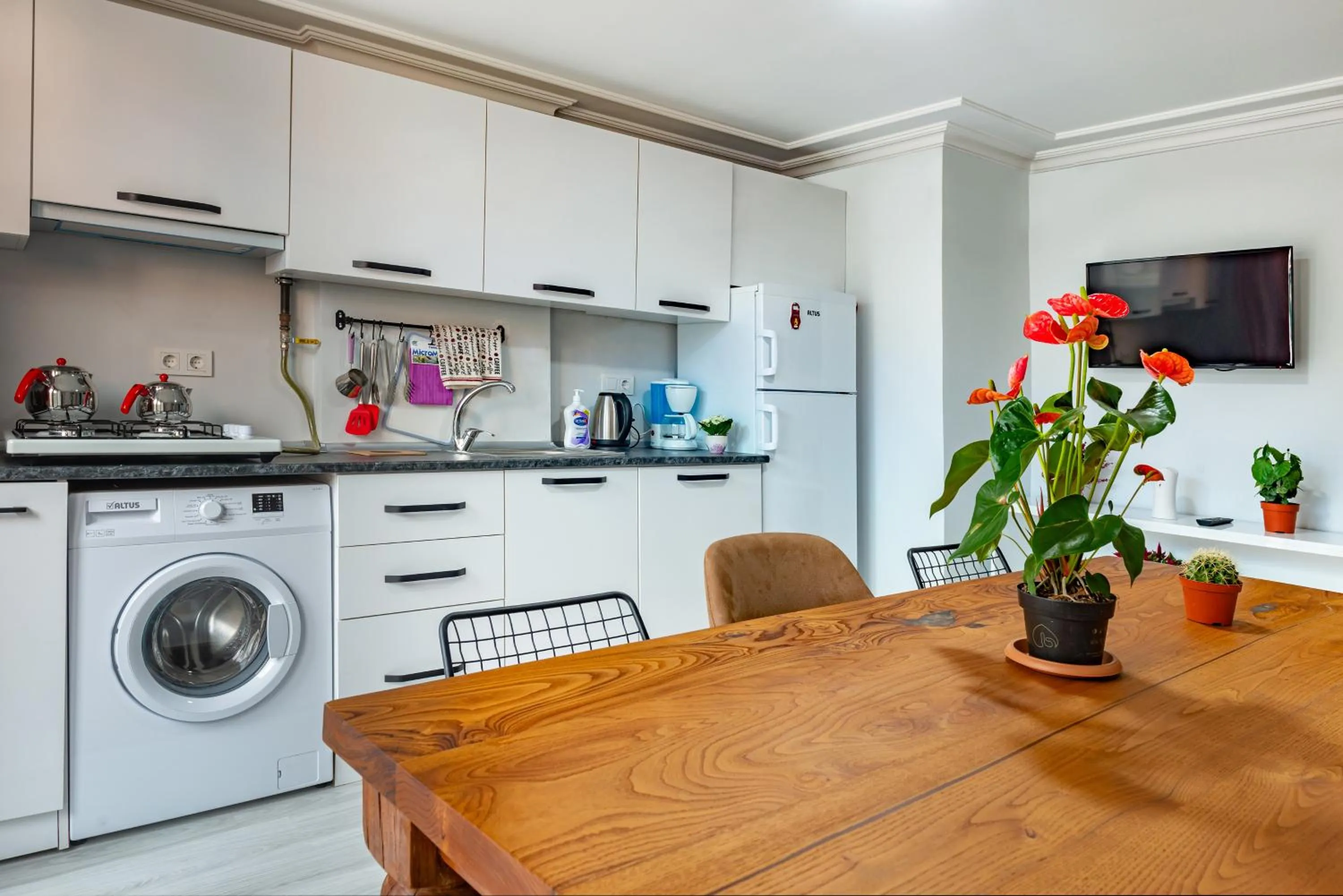 Kitchen or kitchenette in Dualis Hotel