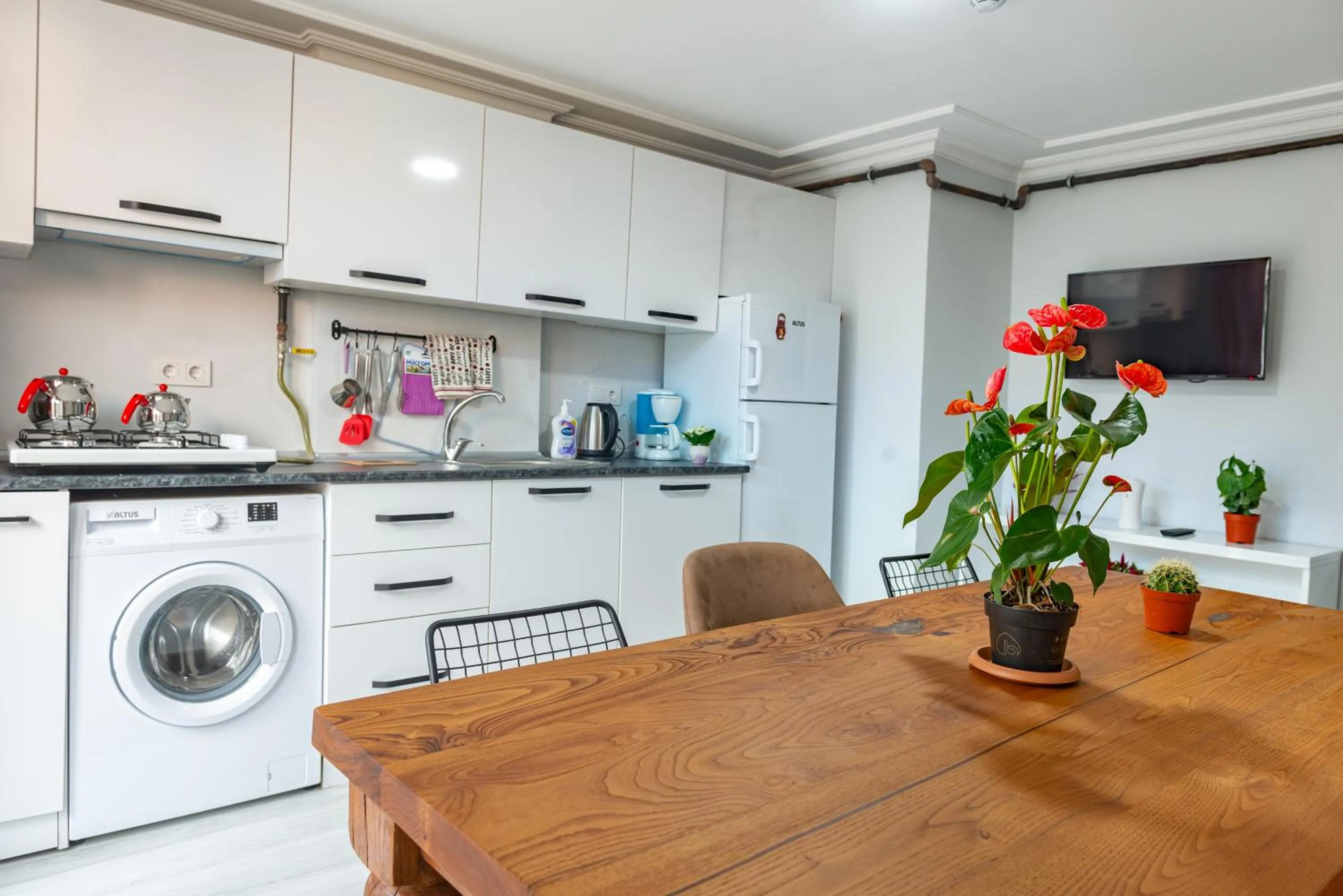 Kitchen or kitchenette in Dualis Hotel