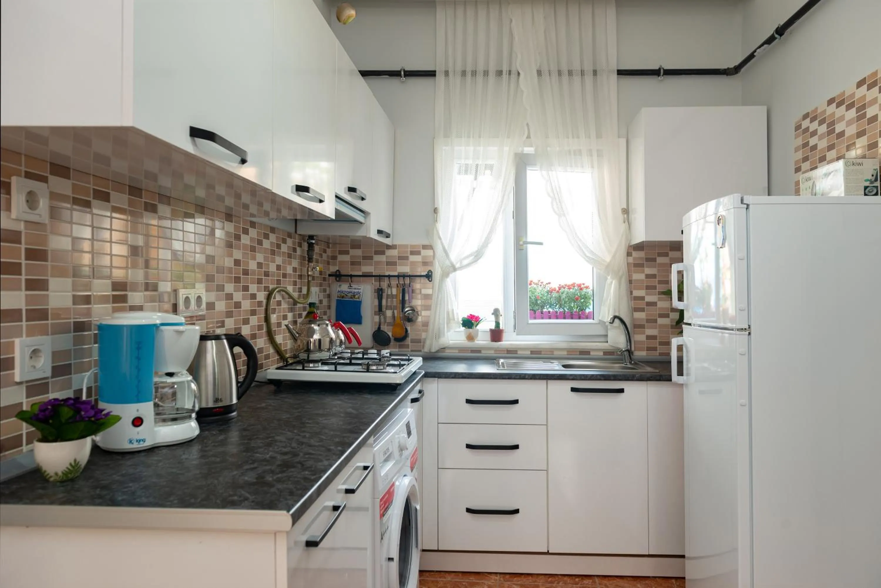 Kitchen or kitchenette in Dualis Hotel