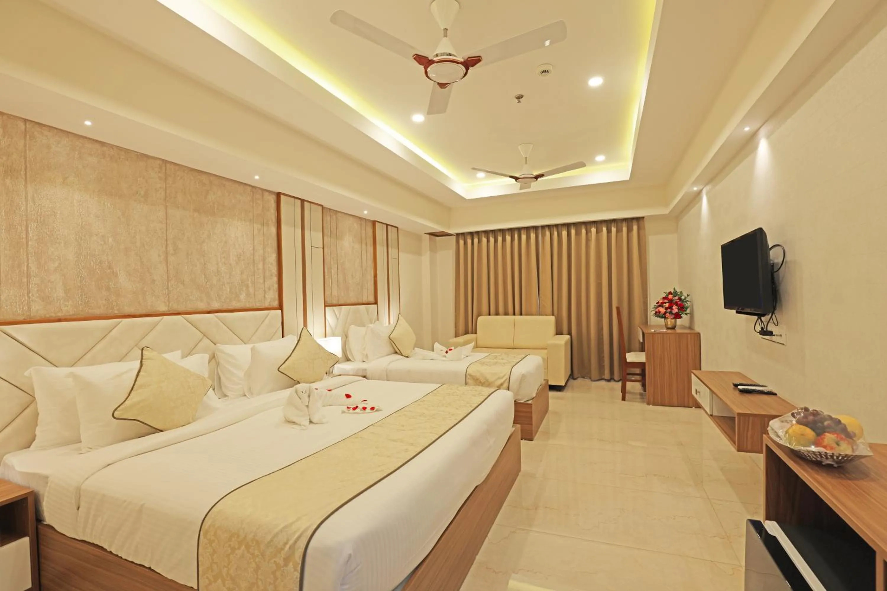 Bedroom, Bed in Krishnavalsam Regency