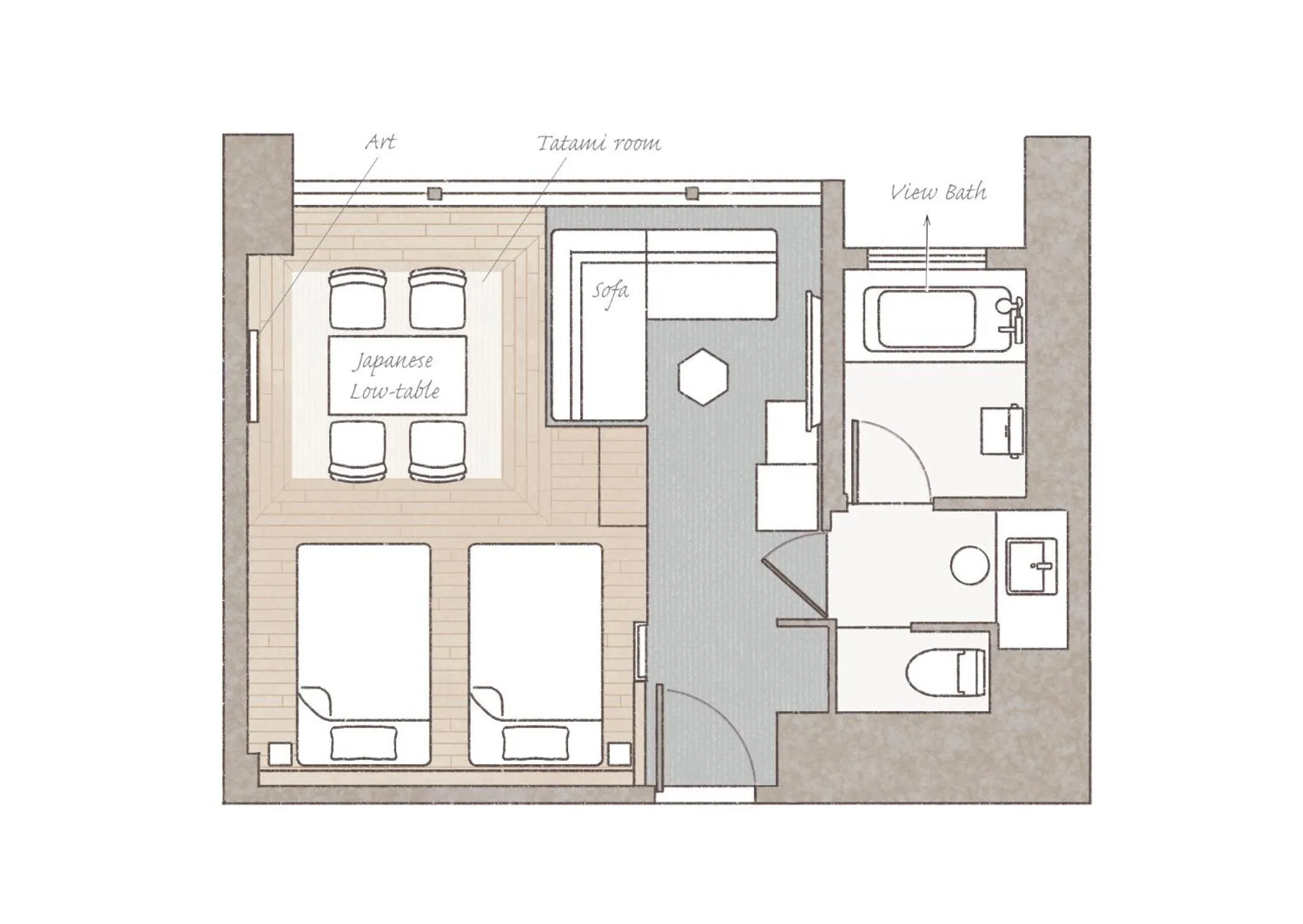 Photo of the whole room in AMANEK Beppu YULA-RE