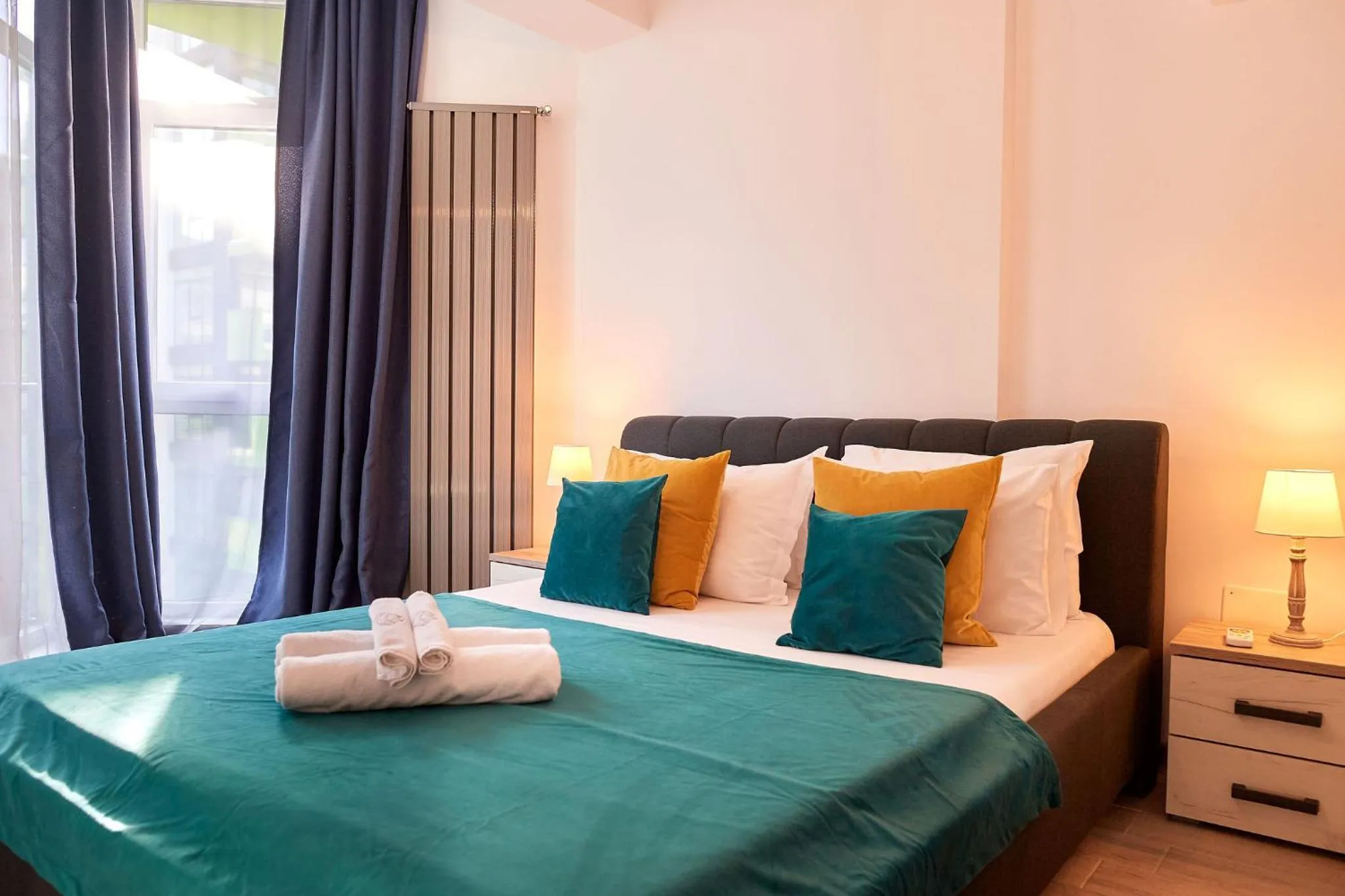 Bedroom, Bed in Glamour Sea view Family Apartments - Spa n Pools Resort