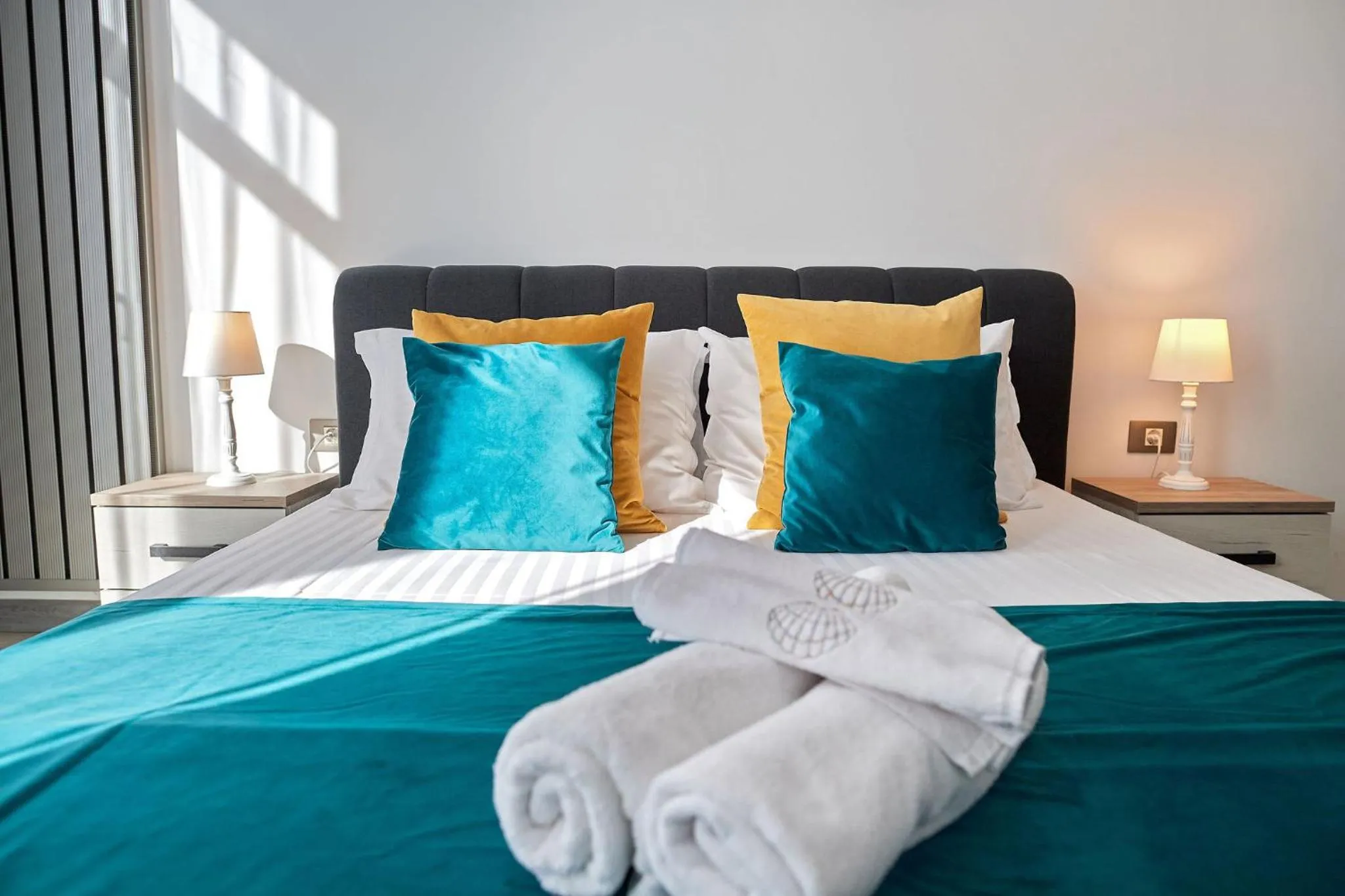 Bed in Glamour Sea view Family Apartments - Spa n Pools Resort