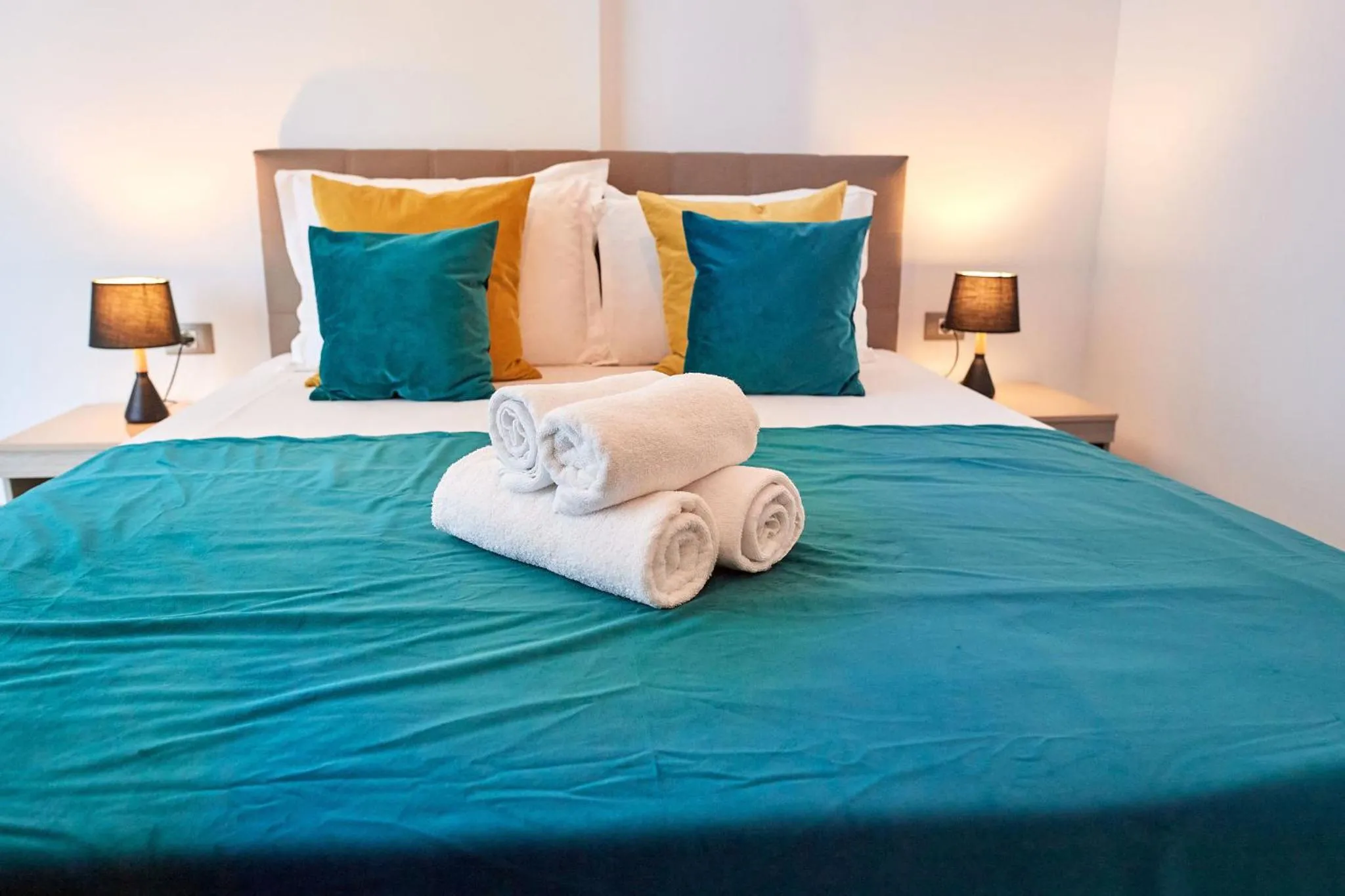 Bed in Glamour Sea view Family Apartments - Spa n Pools Resort