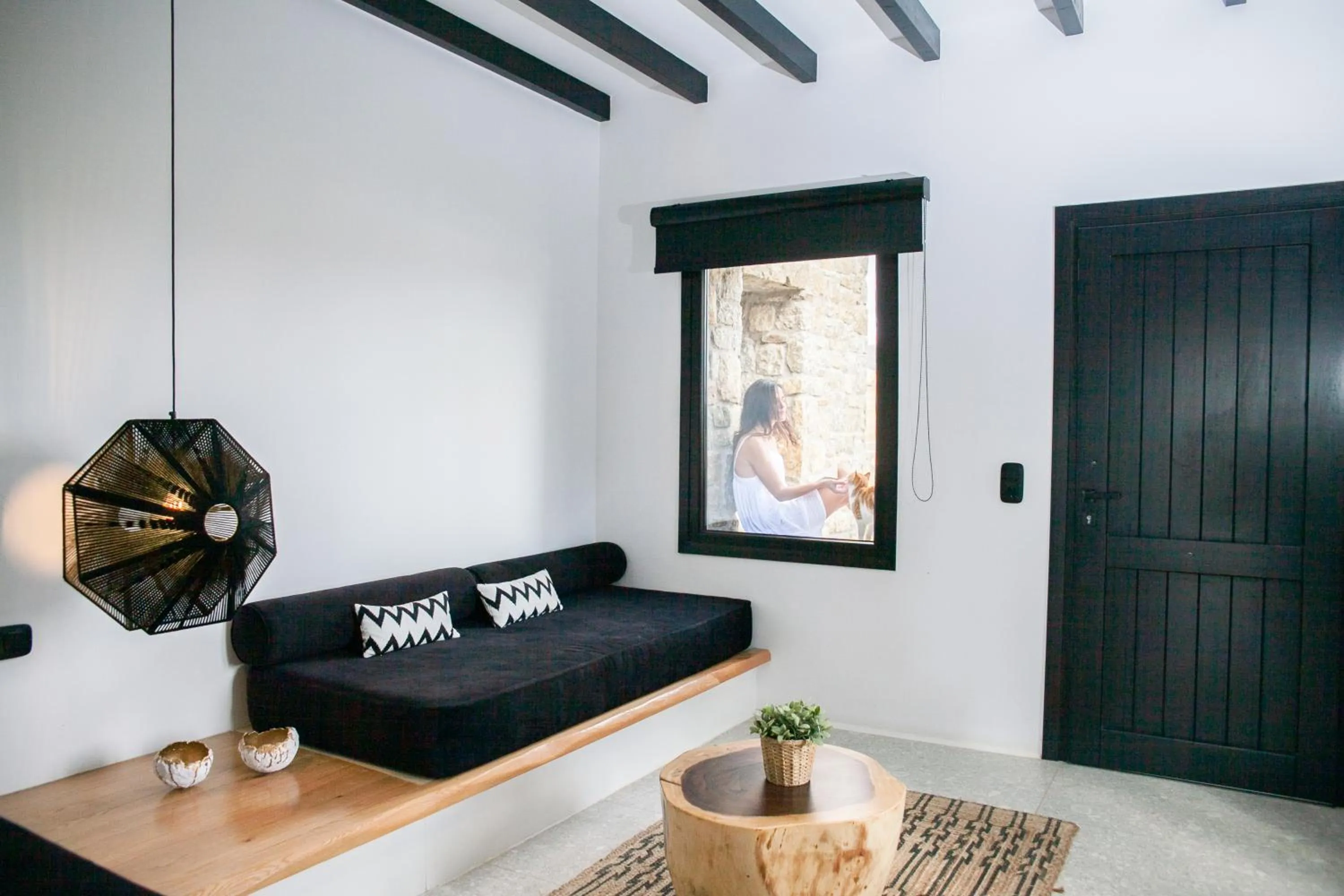 Bed in Agrari Bo Suites by Mykonos Rocks