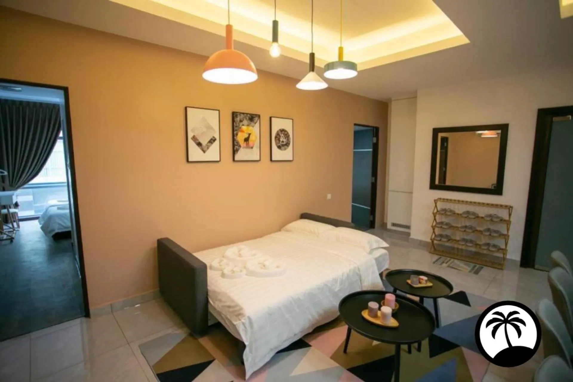 Living room, Bed in Paradise Suite at KK Times Square, beside Imago