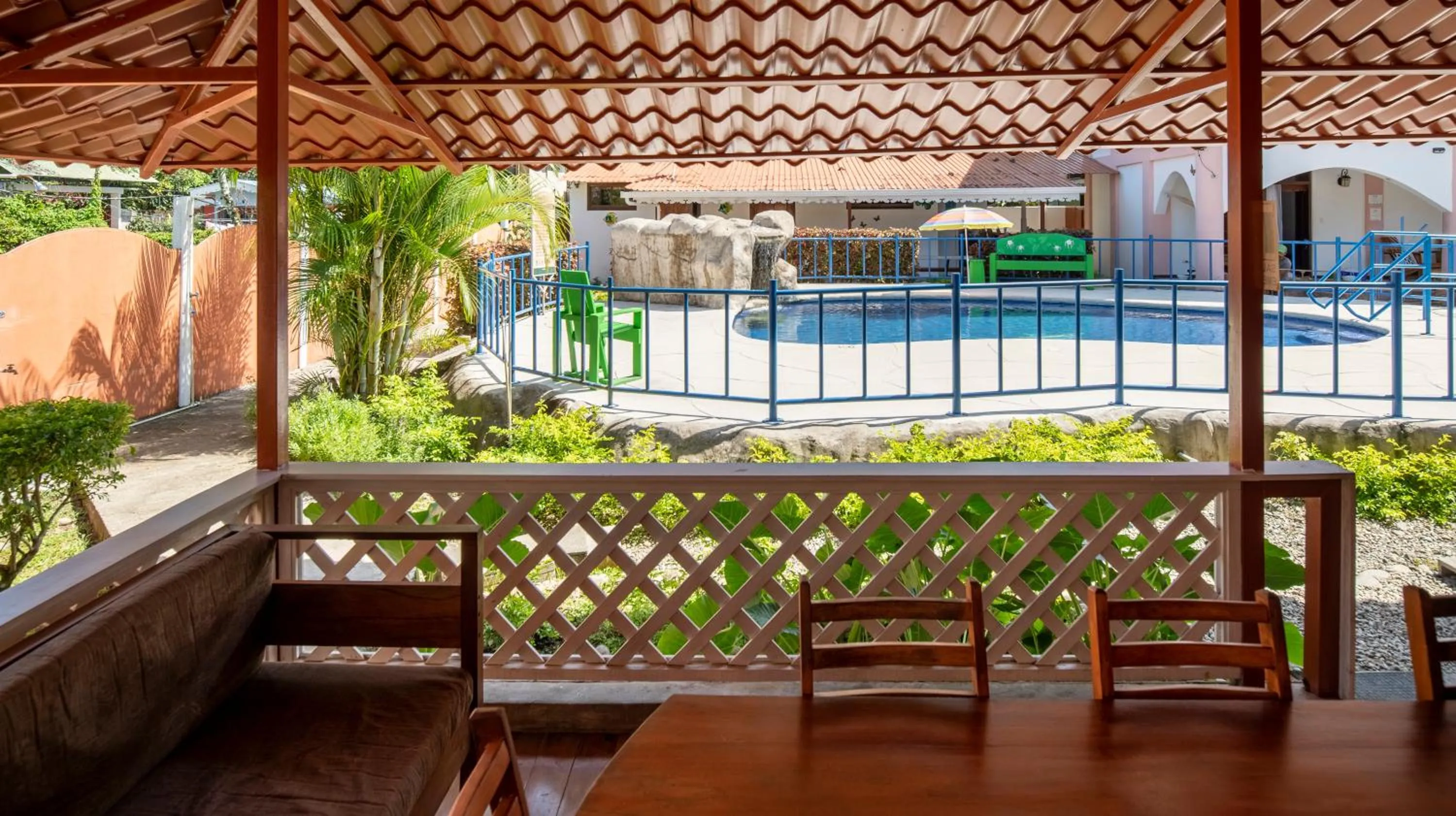 Dining area in Pangea Lodge with Shared Pool at the Heart of Manzanillo