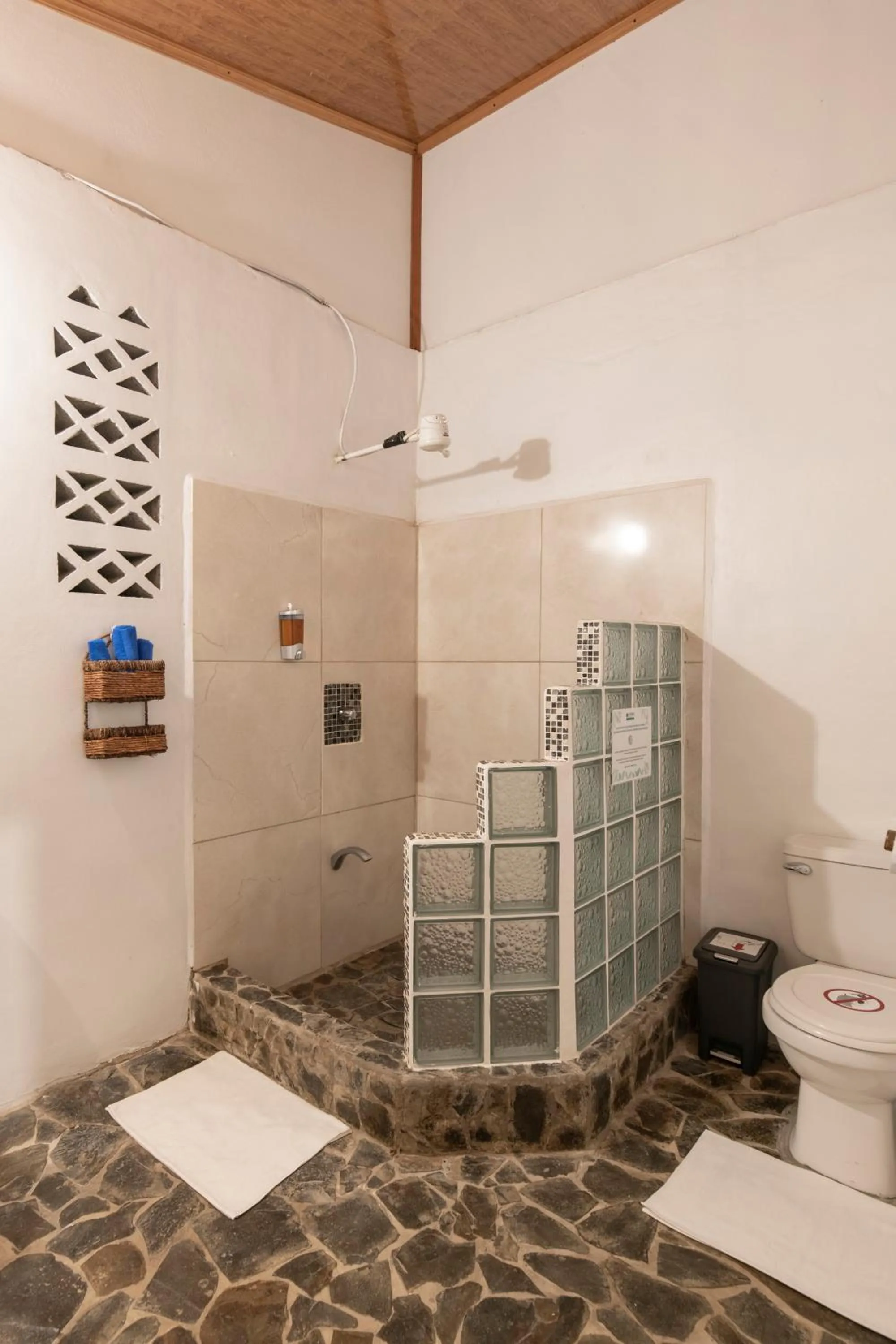 Shower in Pangea Lodge with Shared Pool at the Heart of Manzanillo