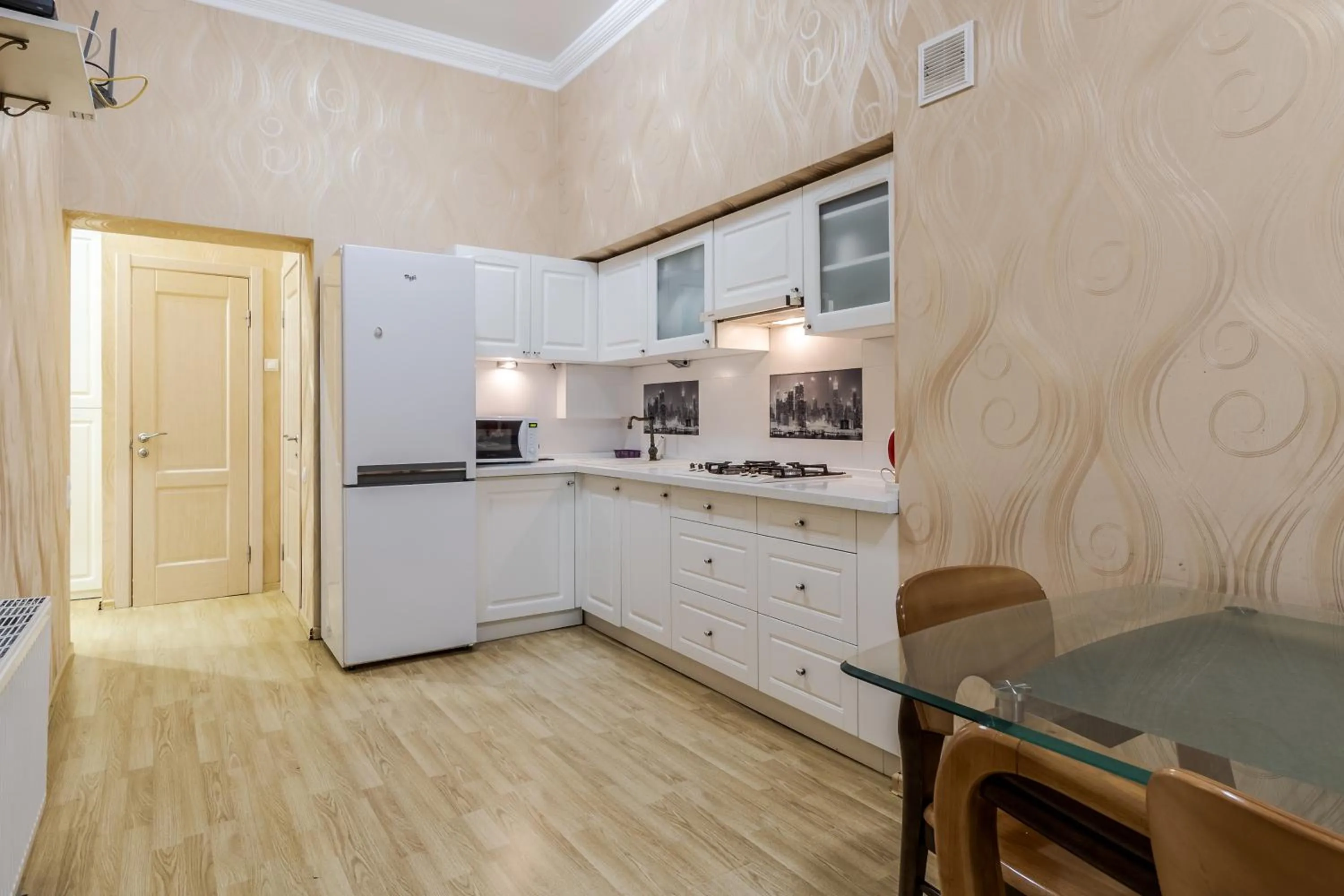 Kitchen or kitchenette in Vynnychenka apartment