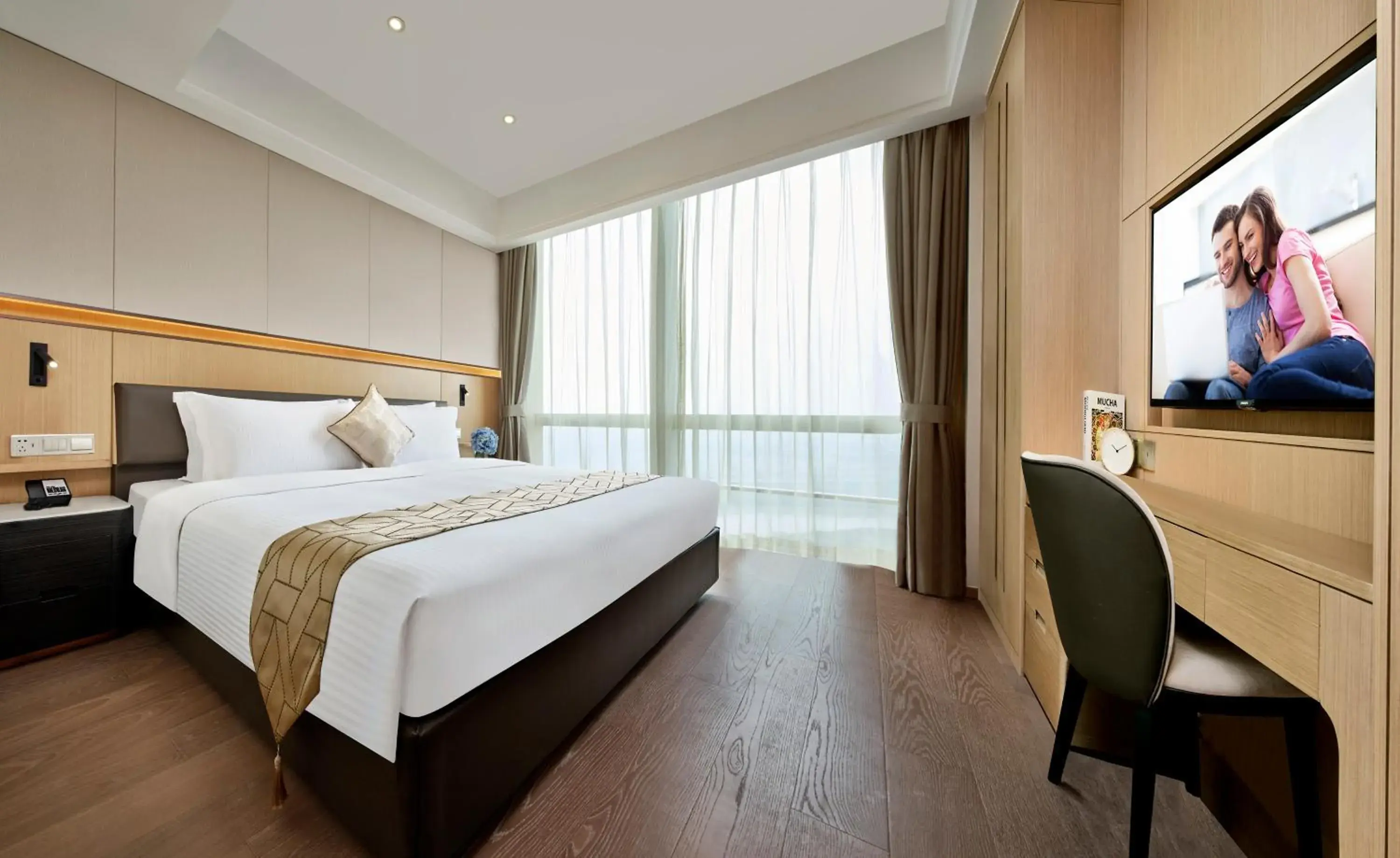 Bedroom, Bed in Somerset Bio-Island Guangzhou-Free shuttle bus during Canton Fair & right beside Guanzhou Metro Station Bedroom, Bed in Somerset Bio-Island Guangzhou-Free shuttle bus during Canton Fair & right beside Guanzhou Metro Station