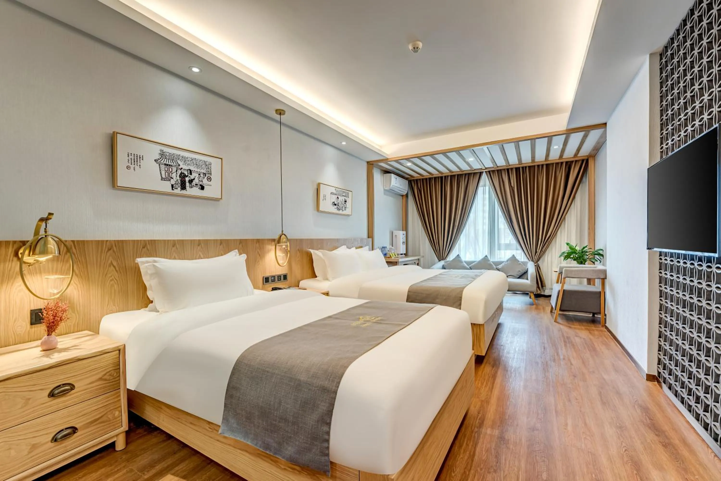 Bed in Happy Dragon City Culture Hotel -In the city center Close to Forbidden City&Wangfujing Street&Subway Nearby &free coffee & Free laundry&English speaking with tour services &Free WiFi unlimited for Western software