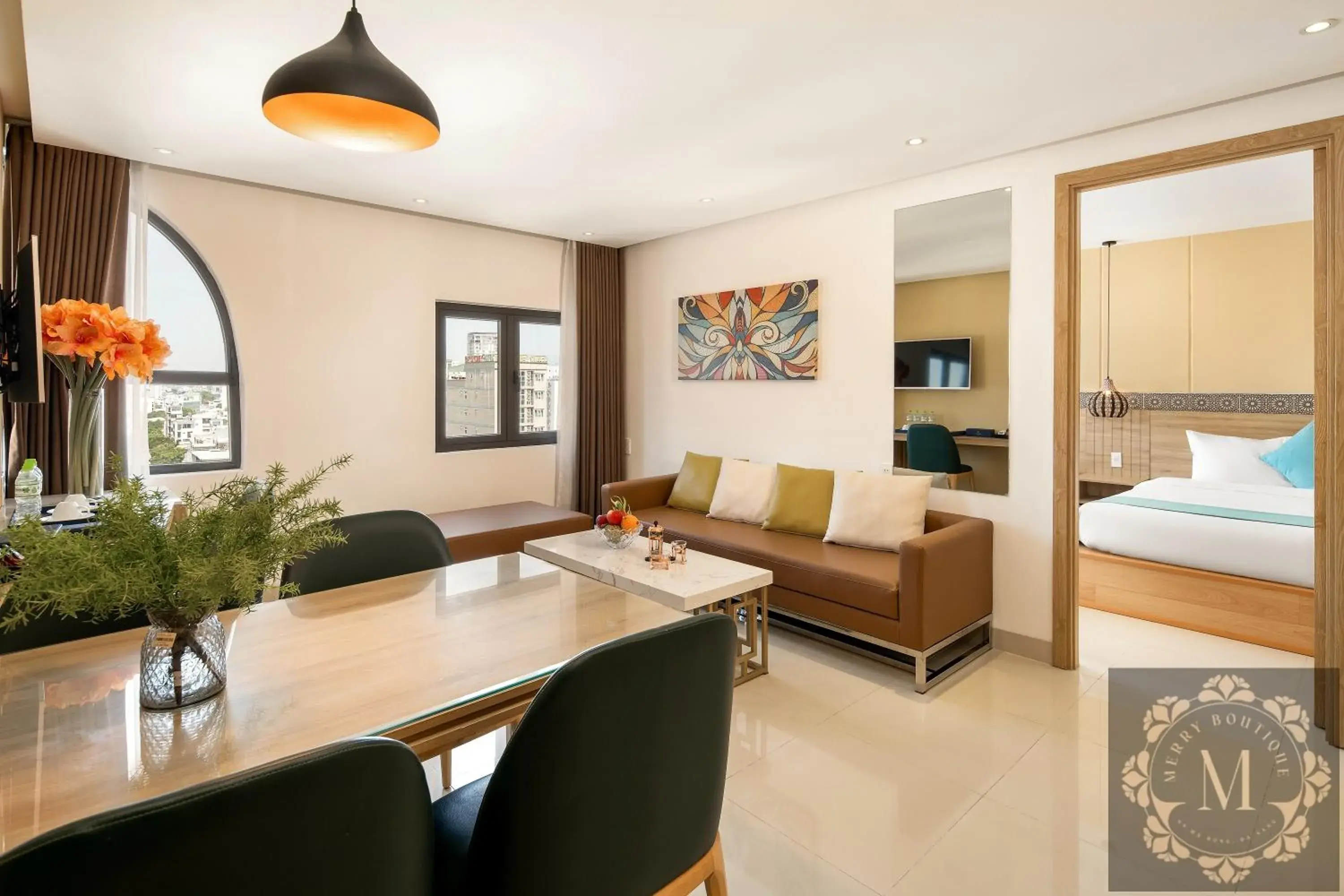 TV and multimedia, Bed in Bella Merry Hotel and Apartment - 100M To The My Khe Beach TV and multimedia, Bed in Bella Merry Hotel and Apartment - 100M To The My Khe Beach