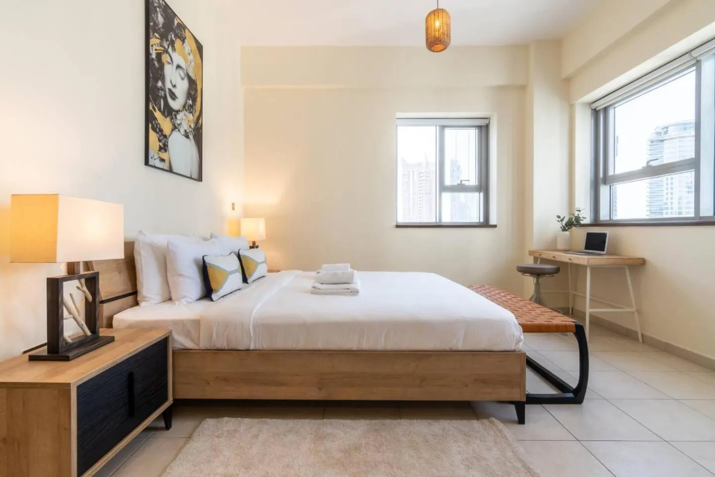 Bedroom, Bed in Scenic 2 Bedroom Apartment - Downtown Business Bay