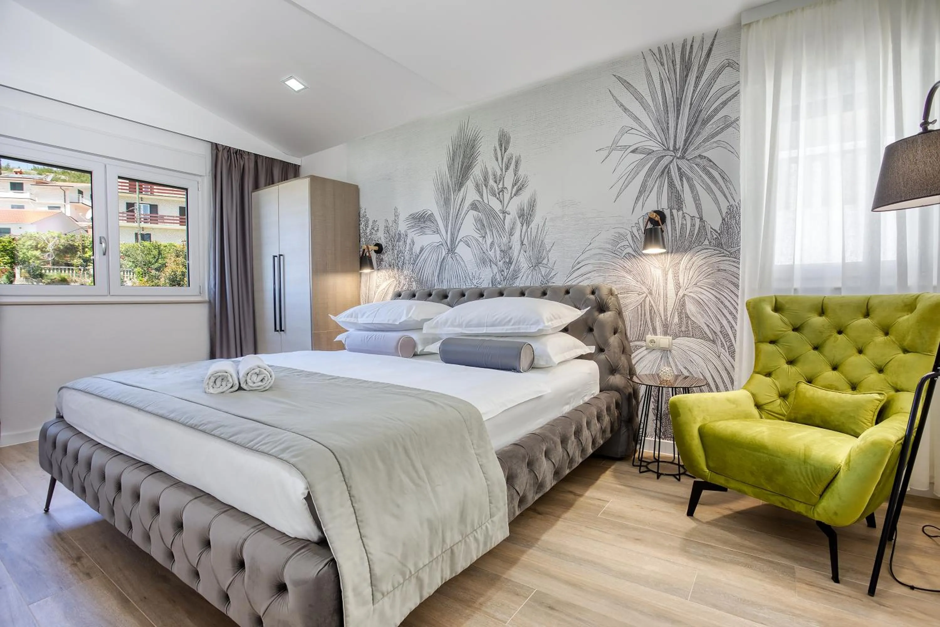 Bedroom, Bed in LUXURY VILLA PARADISE 120m from sandy beach, heated pool, billiard, max 12 pax