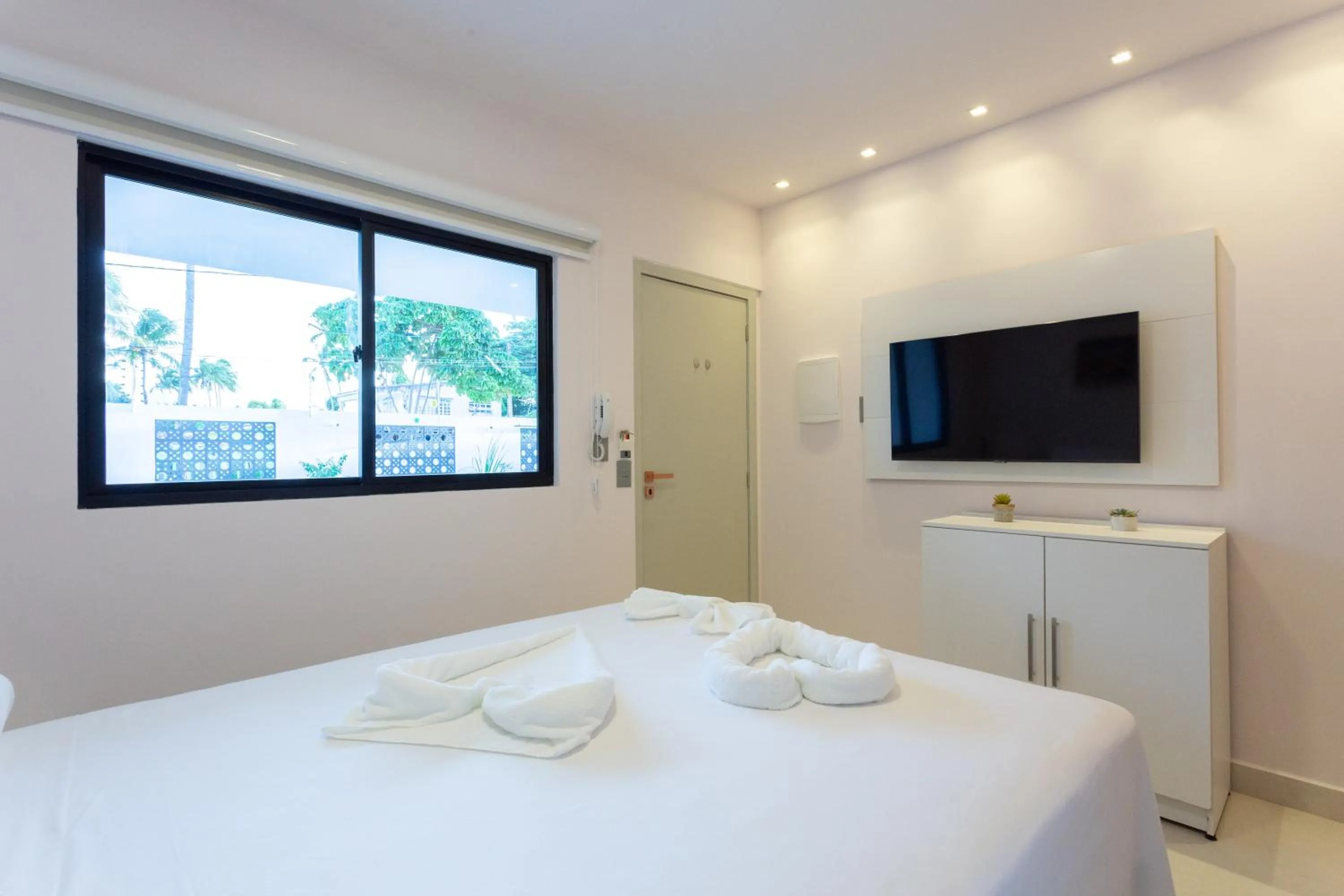 TV and multimedia, Bed in Quinta do Mar Flats Porto de Galinhas