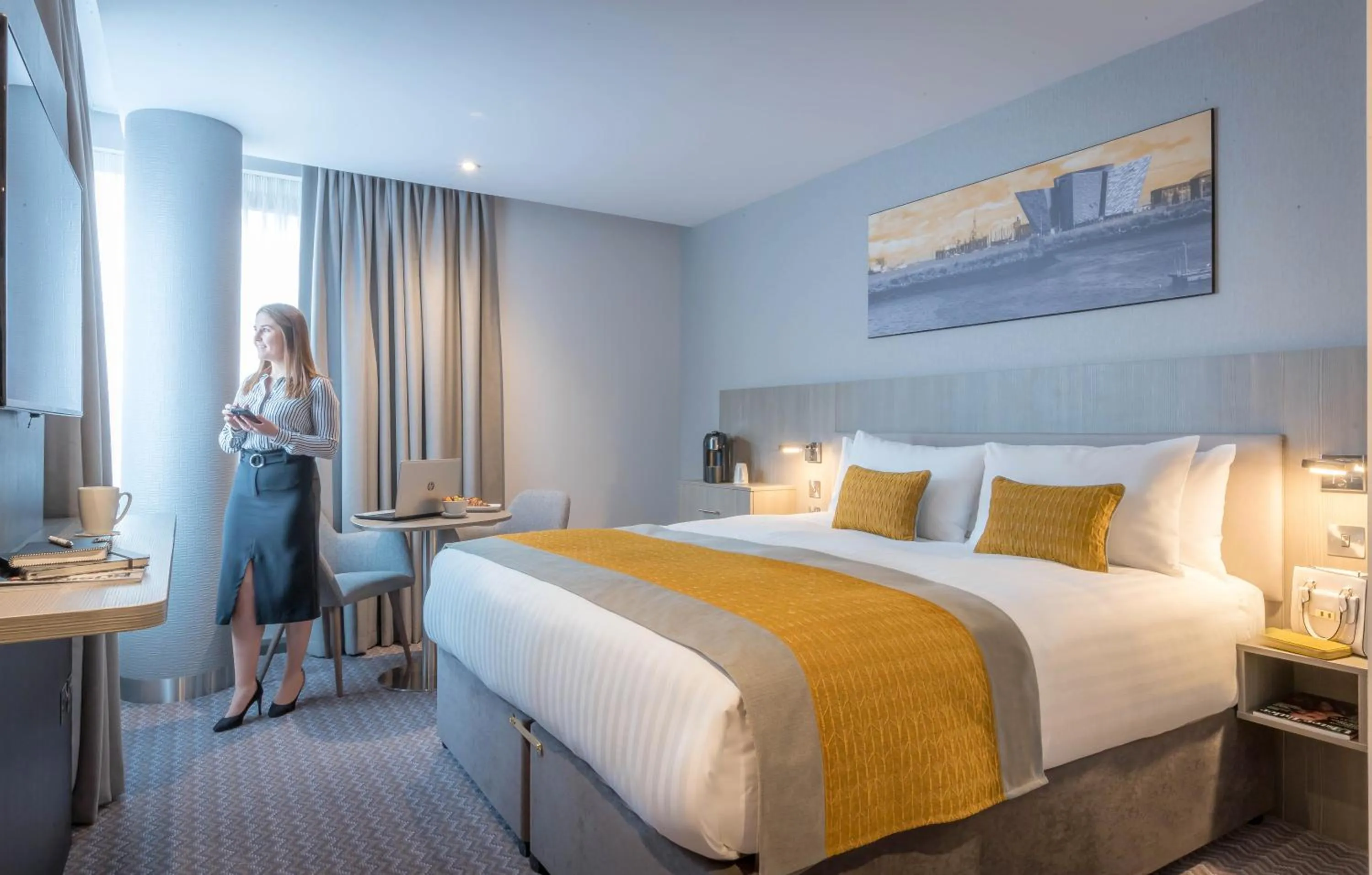 Bedroom, Bed in The Samuel Hotel, Dublin City Centre