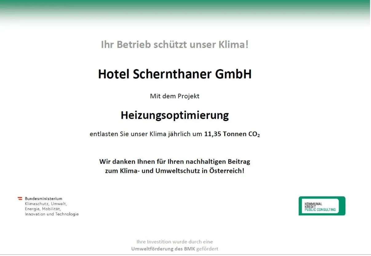 Certificate/Award in Hotel-Garni Schernthaner